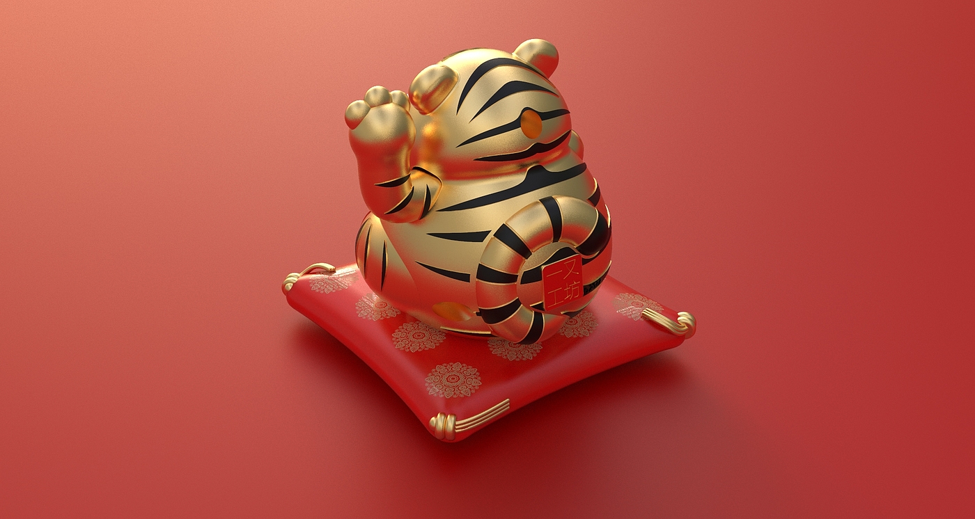 Lucky Tiger，Fortune Cat，God of Wealth，tiger，Year of the tiger，