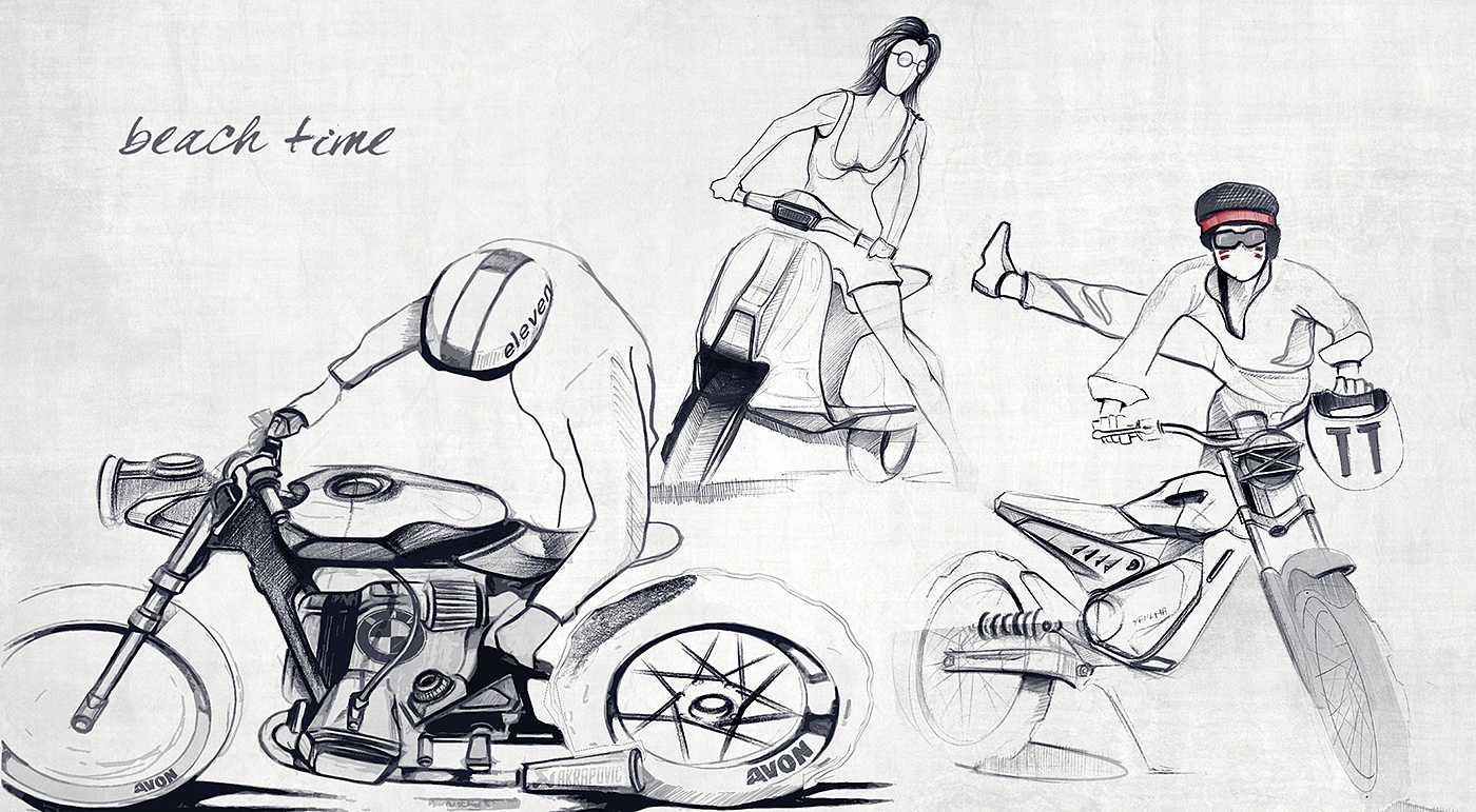 vehicle，Sketch design，motorcycle，product design，