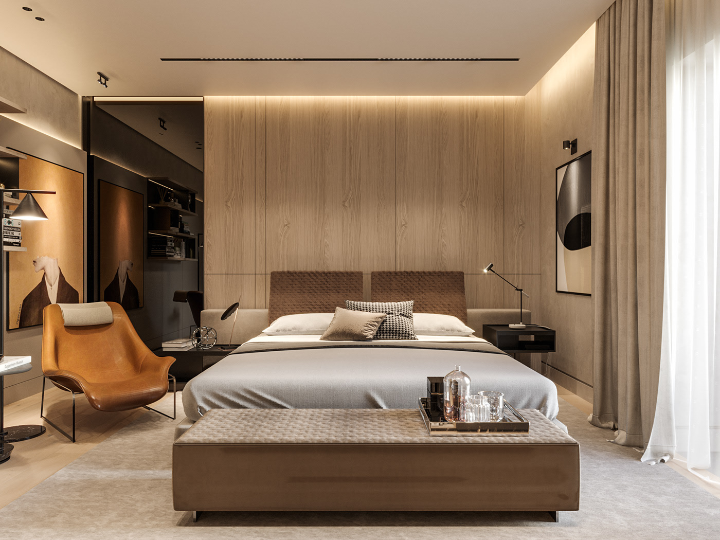 bedroom，Modern style，insite architects，comfortable，