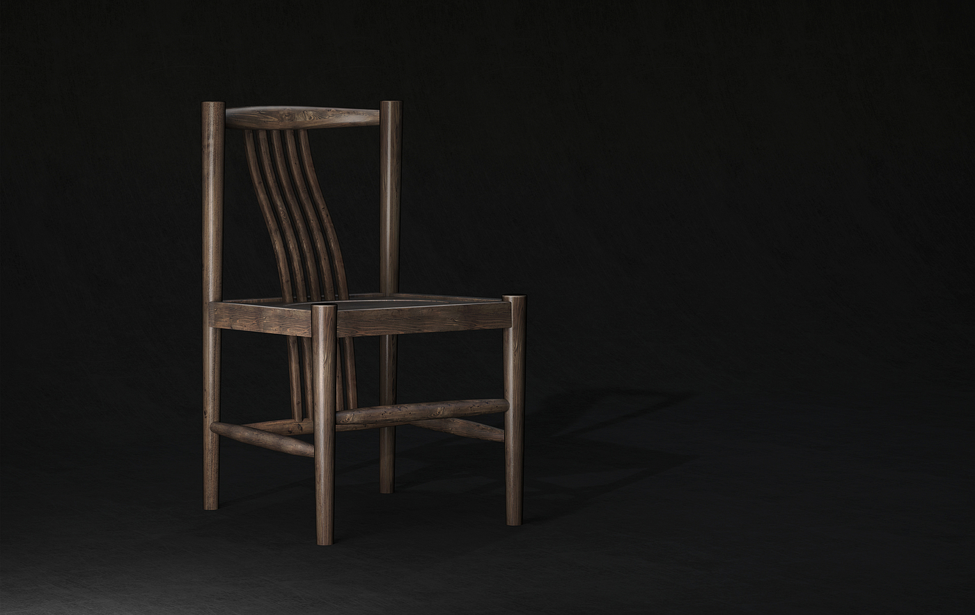 Retro，Wooden chair，Wood material，