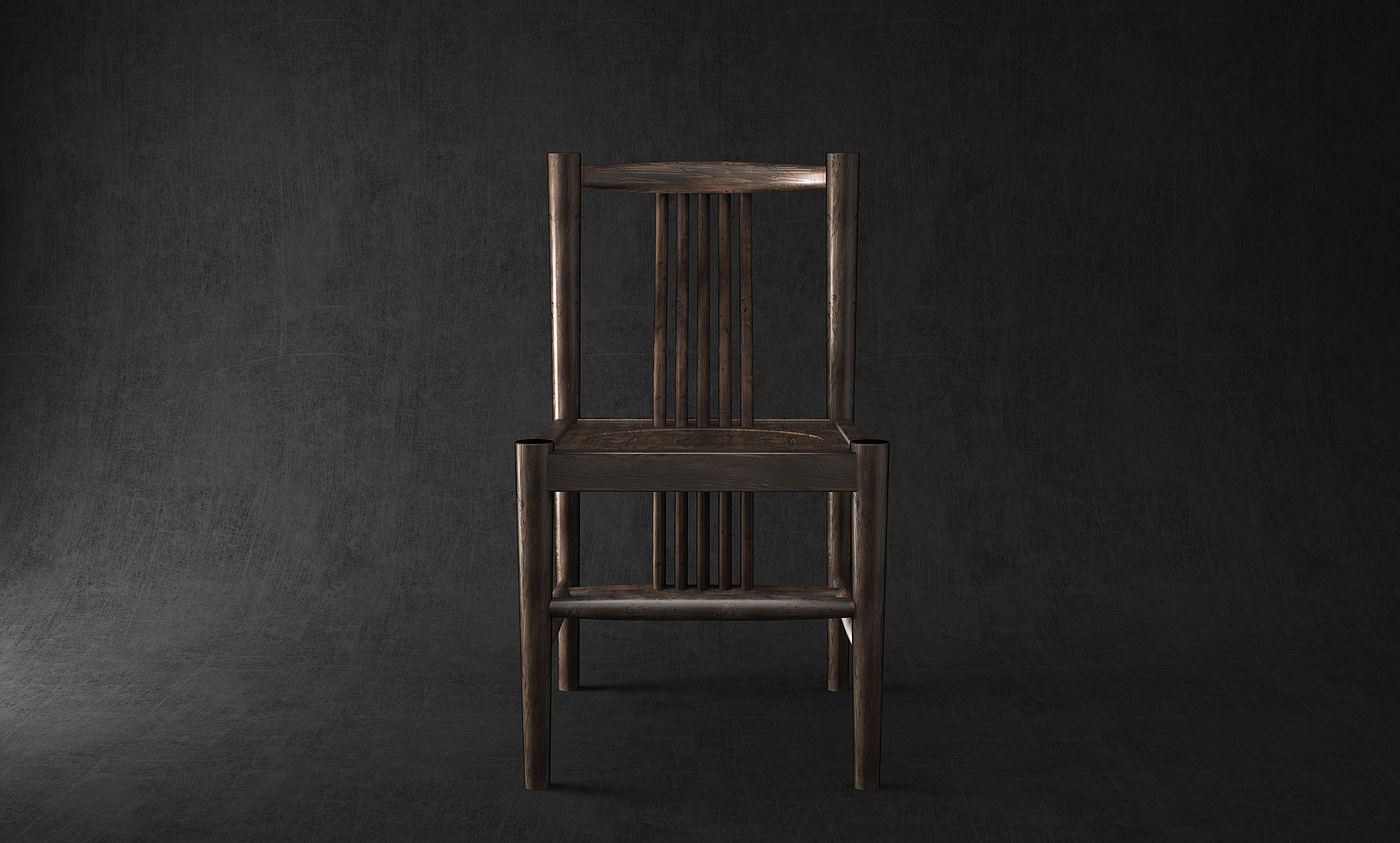 Retro，Wooden chair，Wood material，