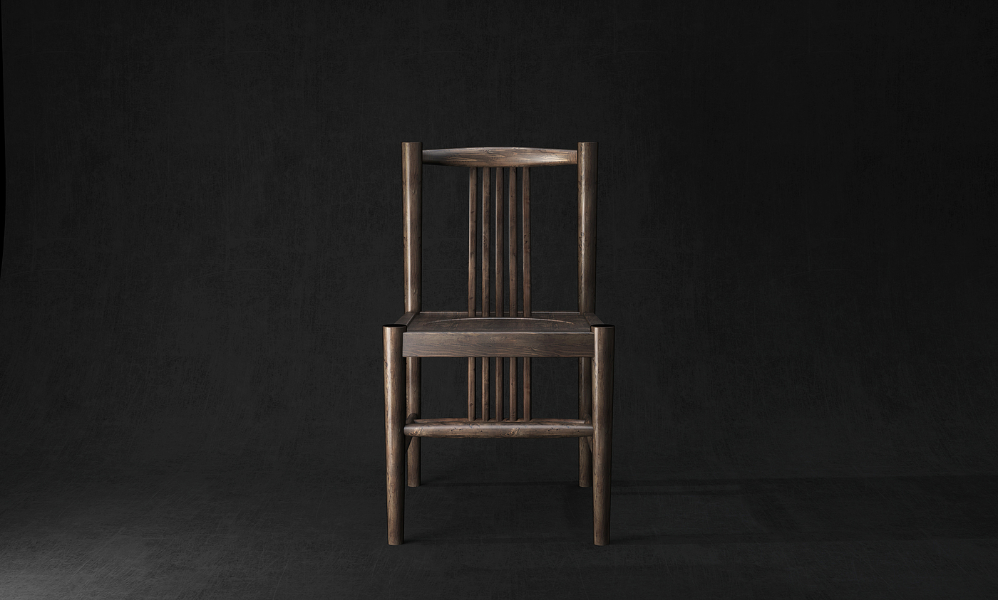 Retro，Wooden chair，Wood material，