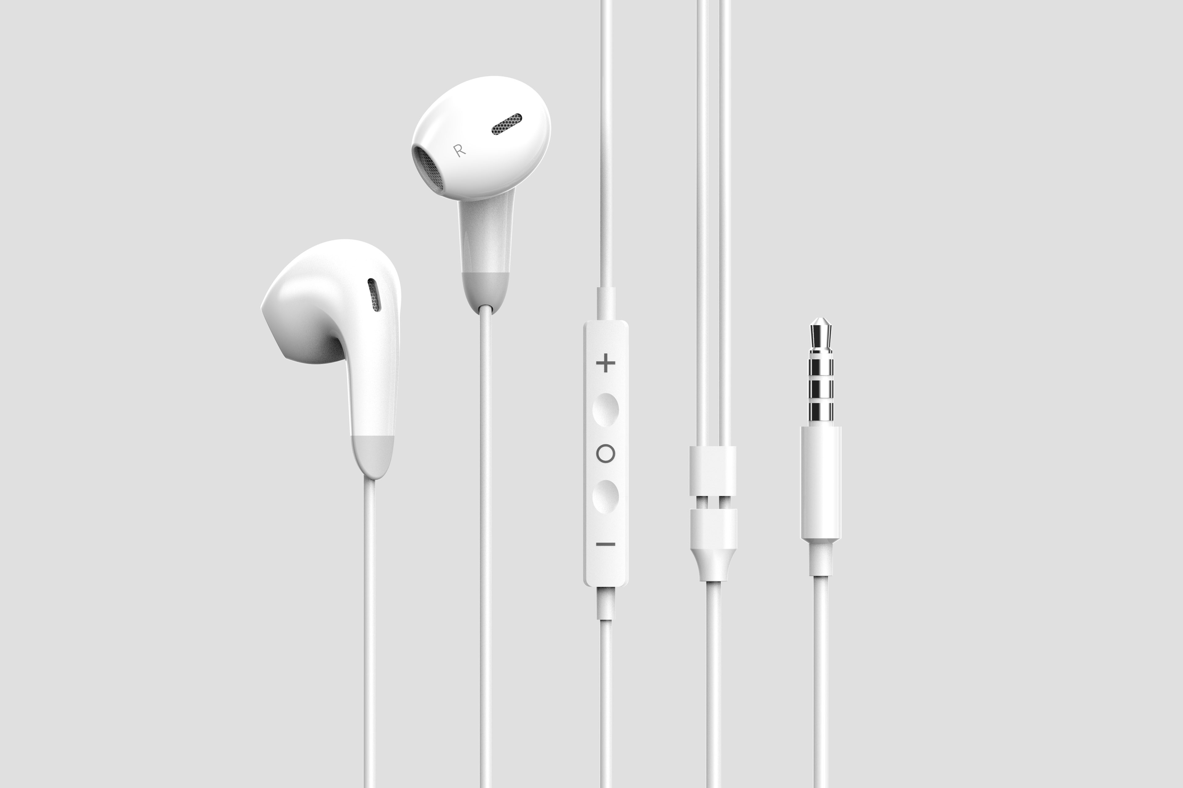 Wired headphones, plastic headphones, semi-in-ear，