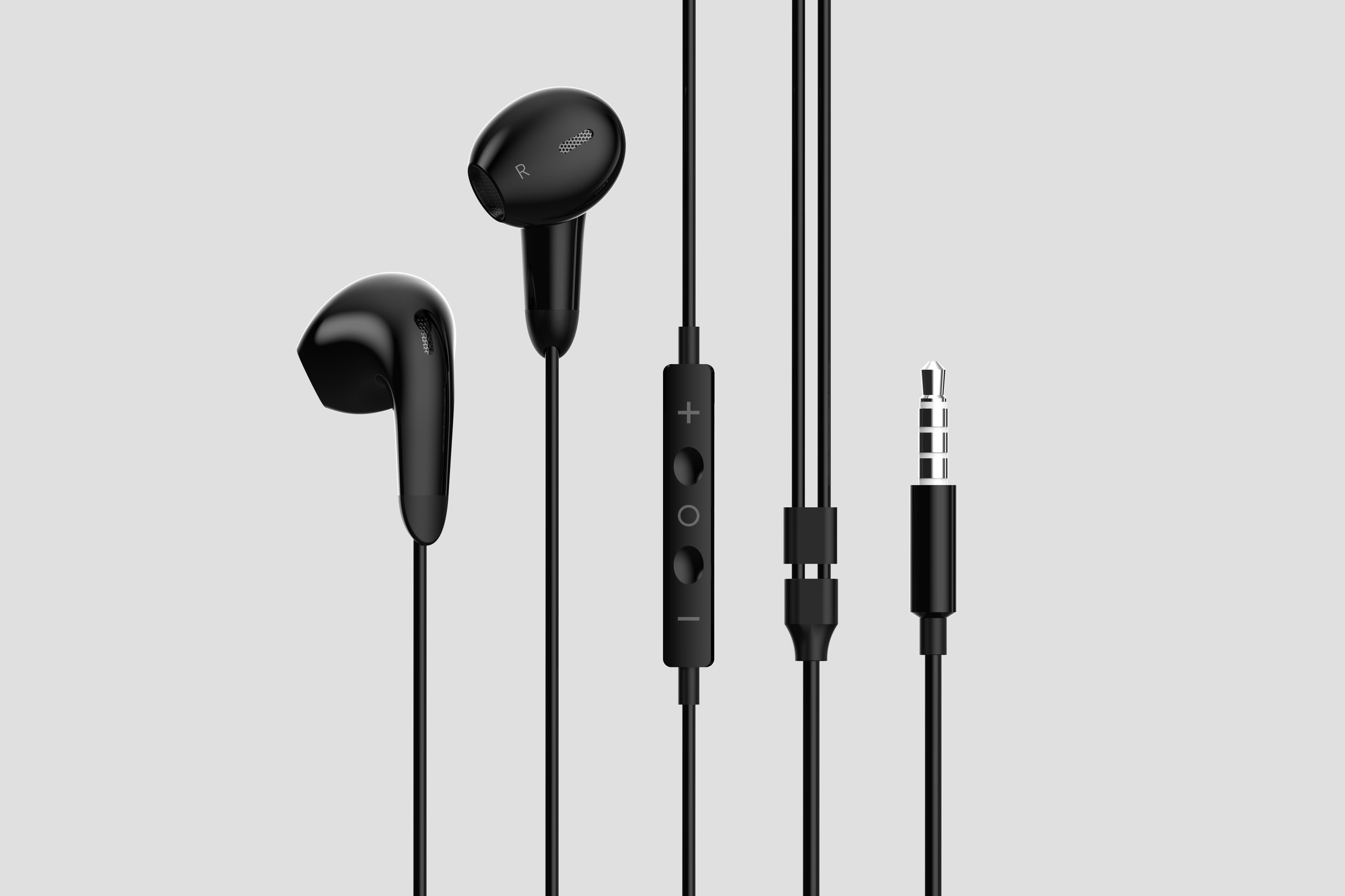 Wired headphones, plastic headphones, semi-in-ear，