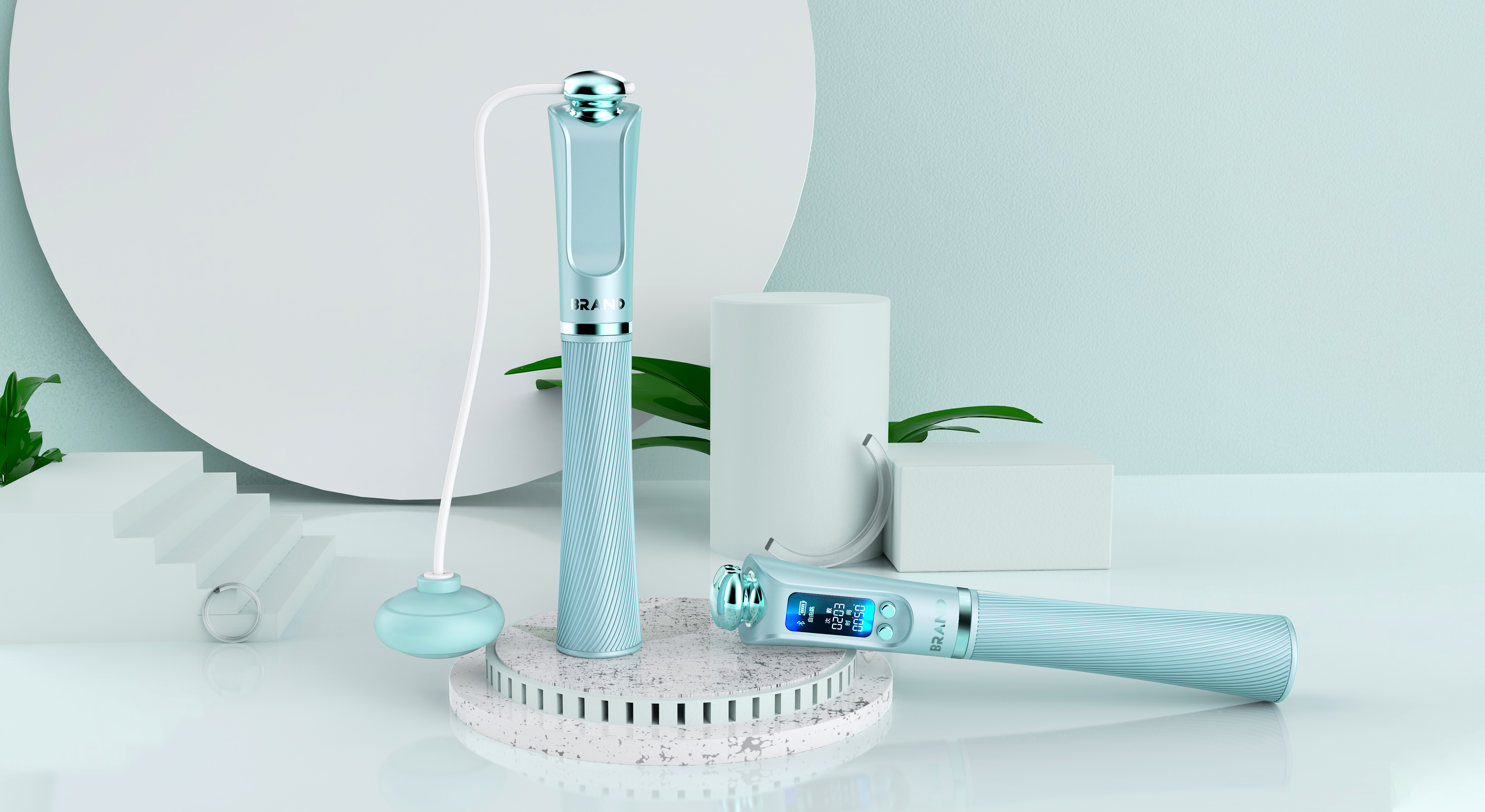 Intelligent cordless rope skipping，skipping rope，Sports products，Sports equipment，Appearance design，Structural design，