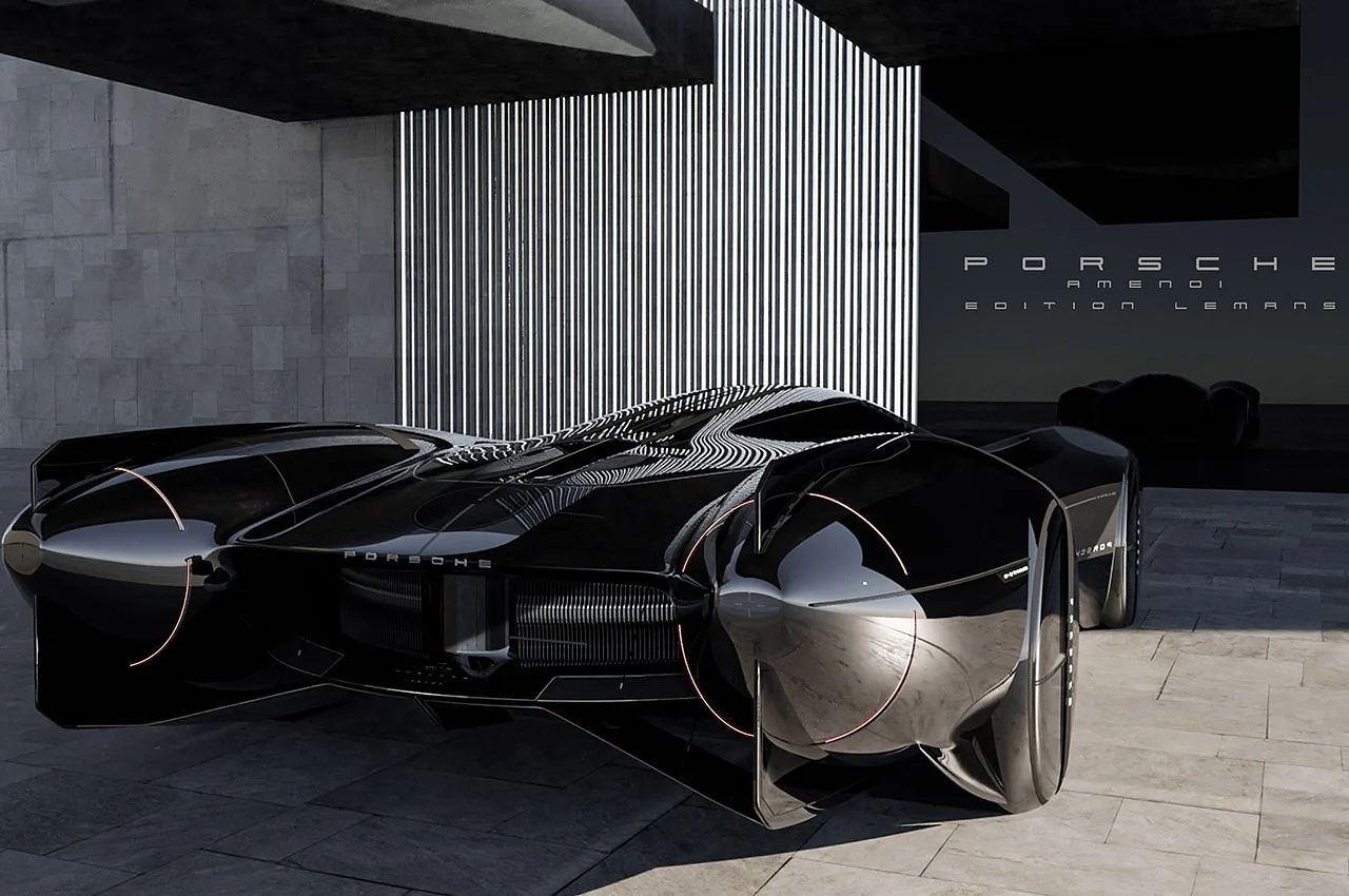 Porsche，Le Mans concept car，Sustainable wind energy，automobile，Sports car，black，