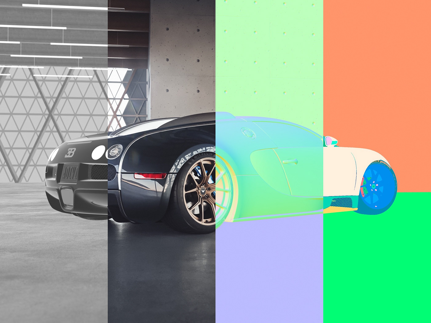 3D art，Automobile design，Artwork，Bugatti，Digital art，