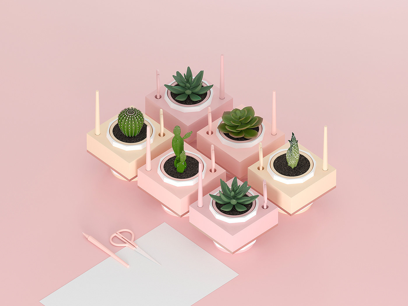 Flowerpot，desk，pen container，