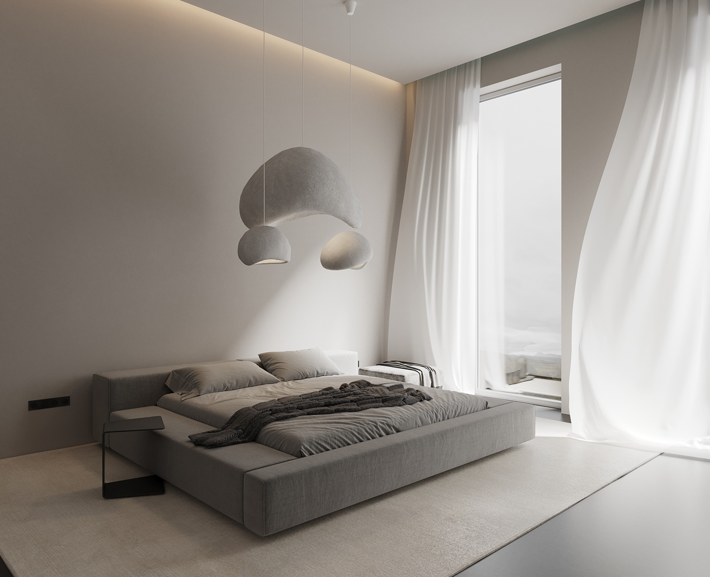 bedroom，Bed，lighting，