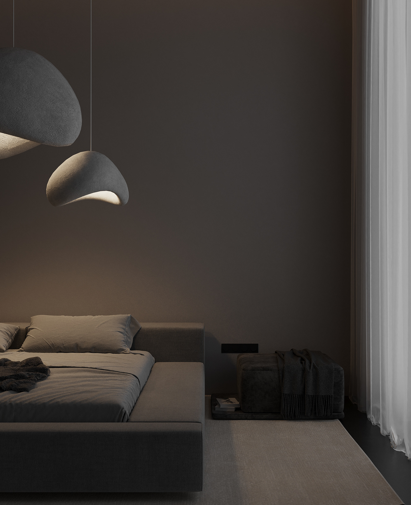 bedroom，Bed，lighting，