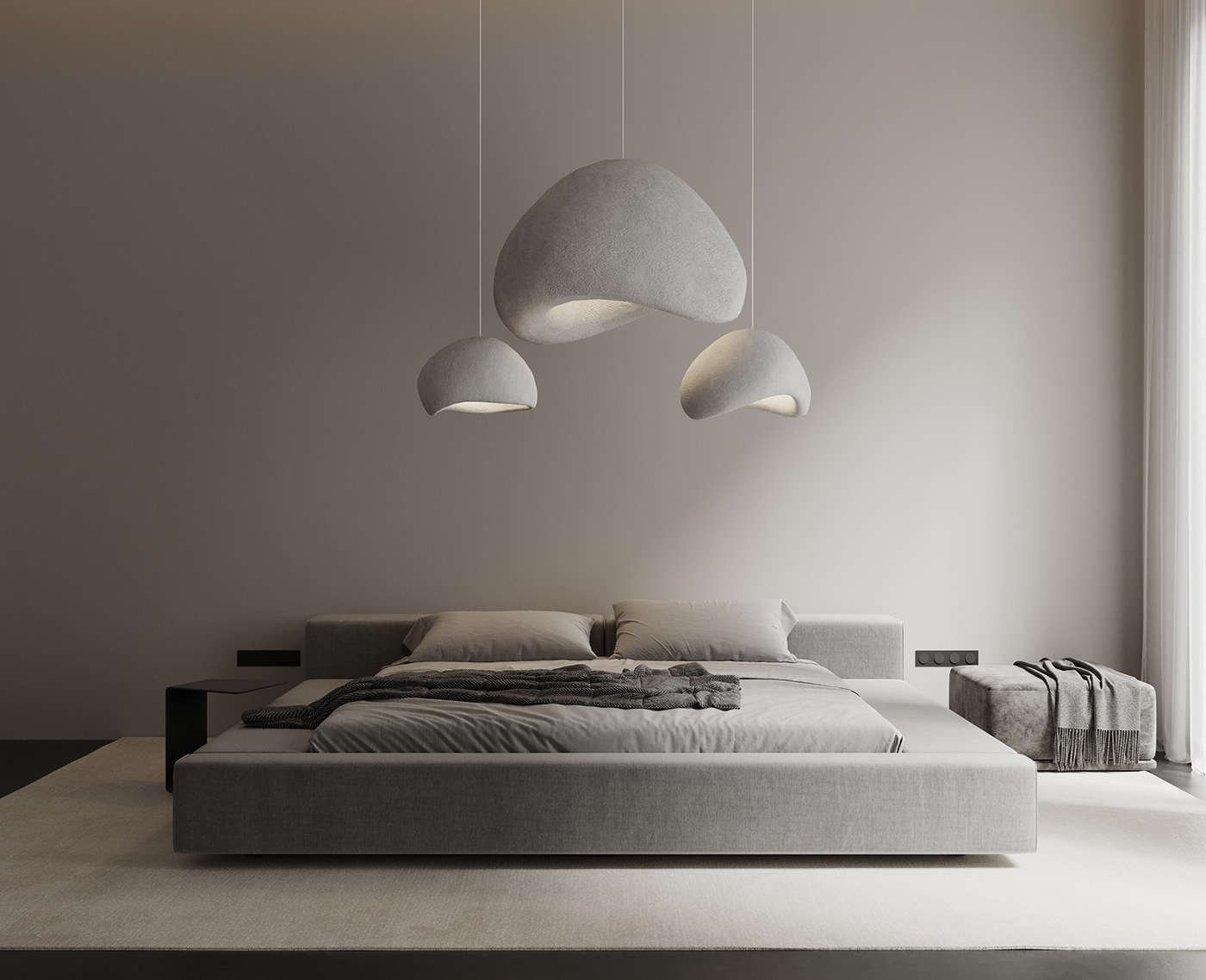 bedroom，Bed，lighting，