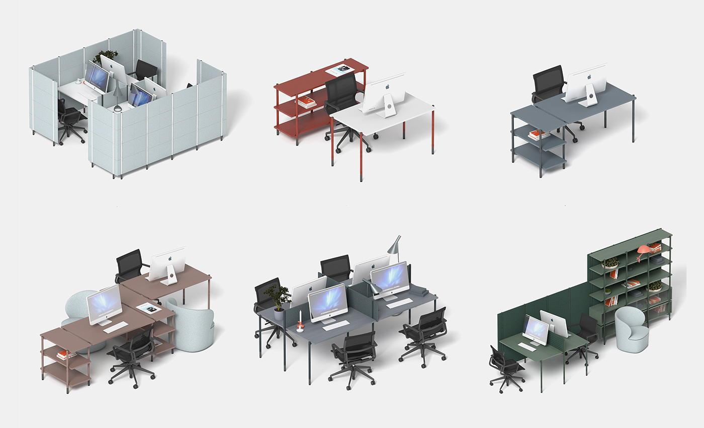 Office furniture ，FLEXOFFICE，product design，industrial design，