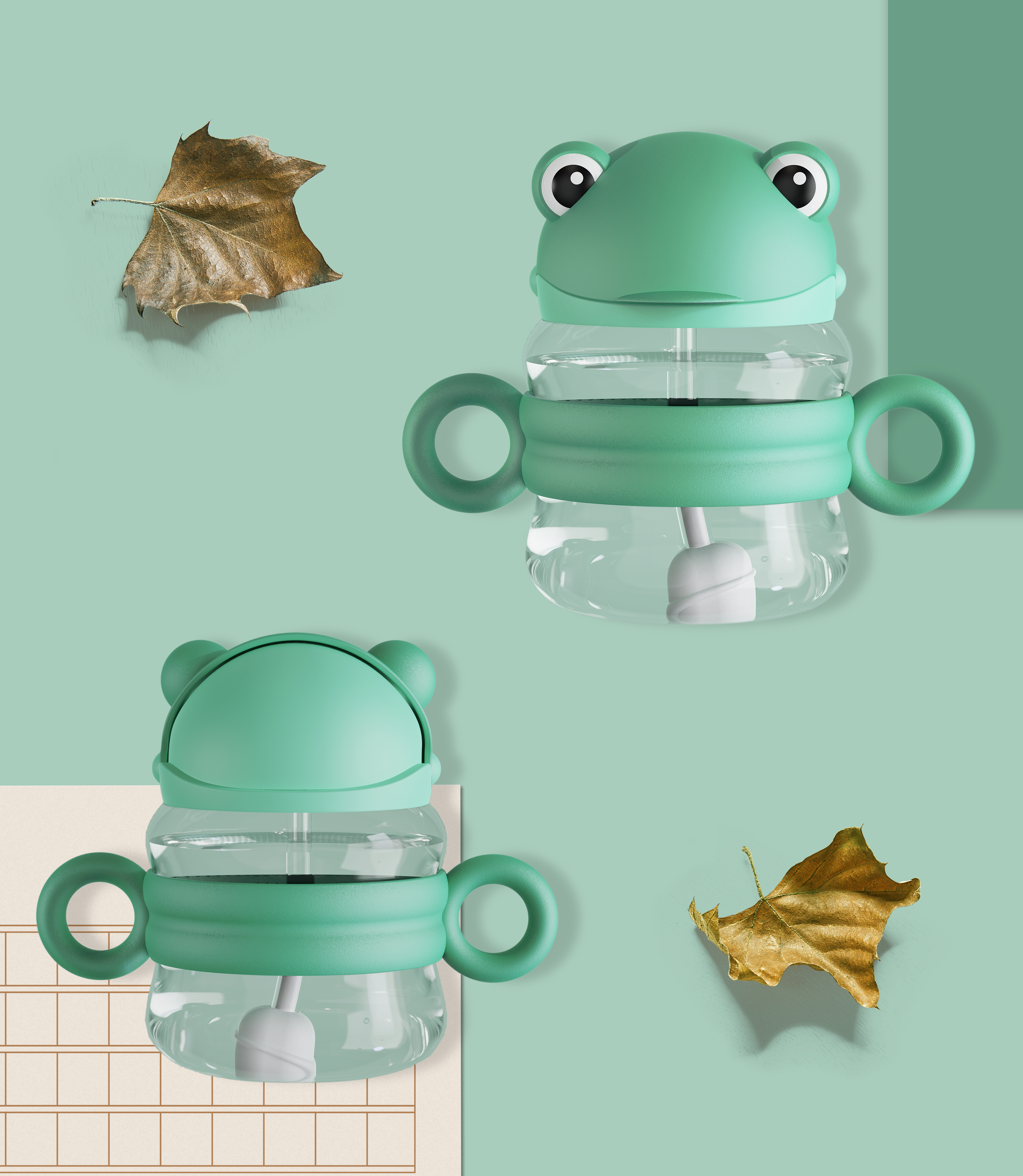 Little frog，Water cup，children，Mother and baby，