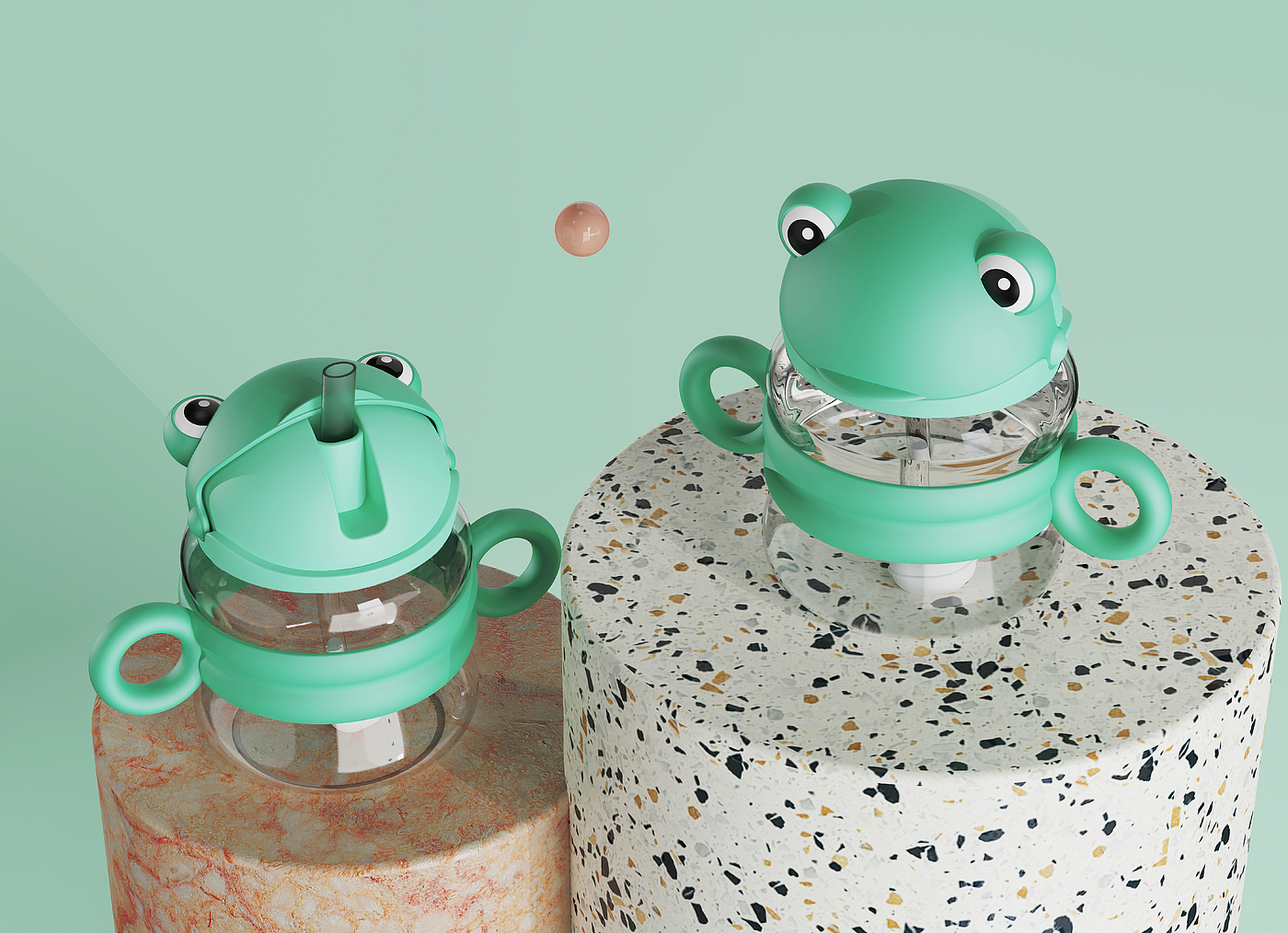 Little frog，Water cup，children，Mother and baby，