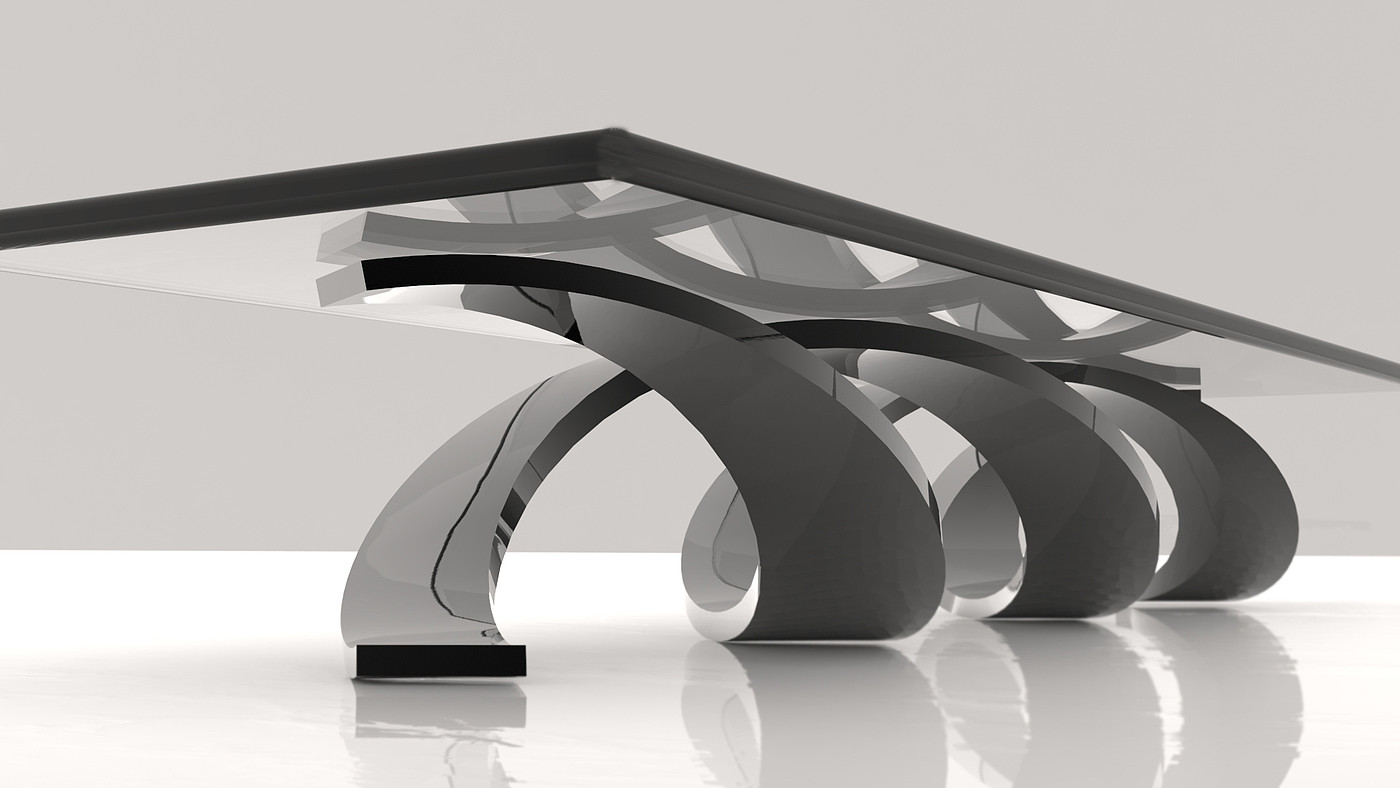 未来，简约，厚重，大气，不锈钢，桌，会议桌，家具，