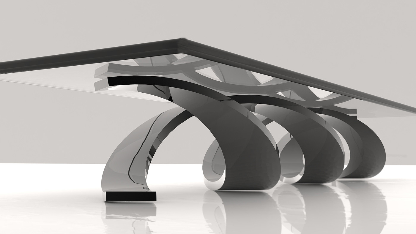 future，Simplicity，thick and heavy，atmosphere，stainless steel，table，Conference table，furniture，