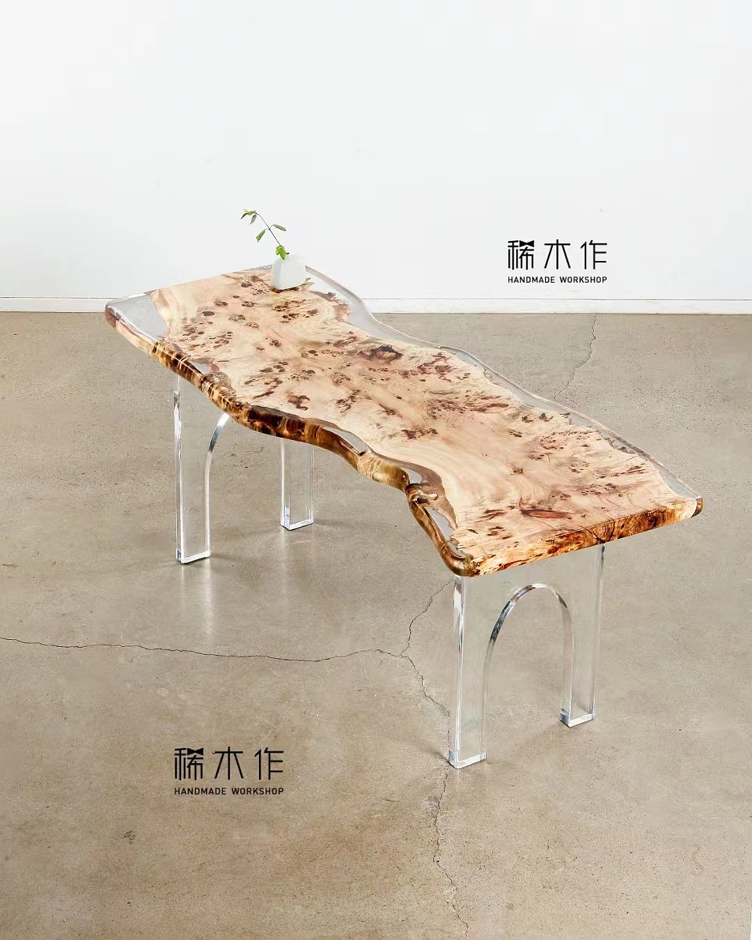 白杨树瘤，实木桌子，
