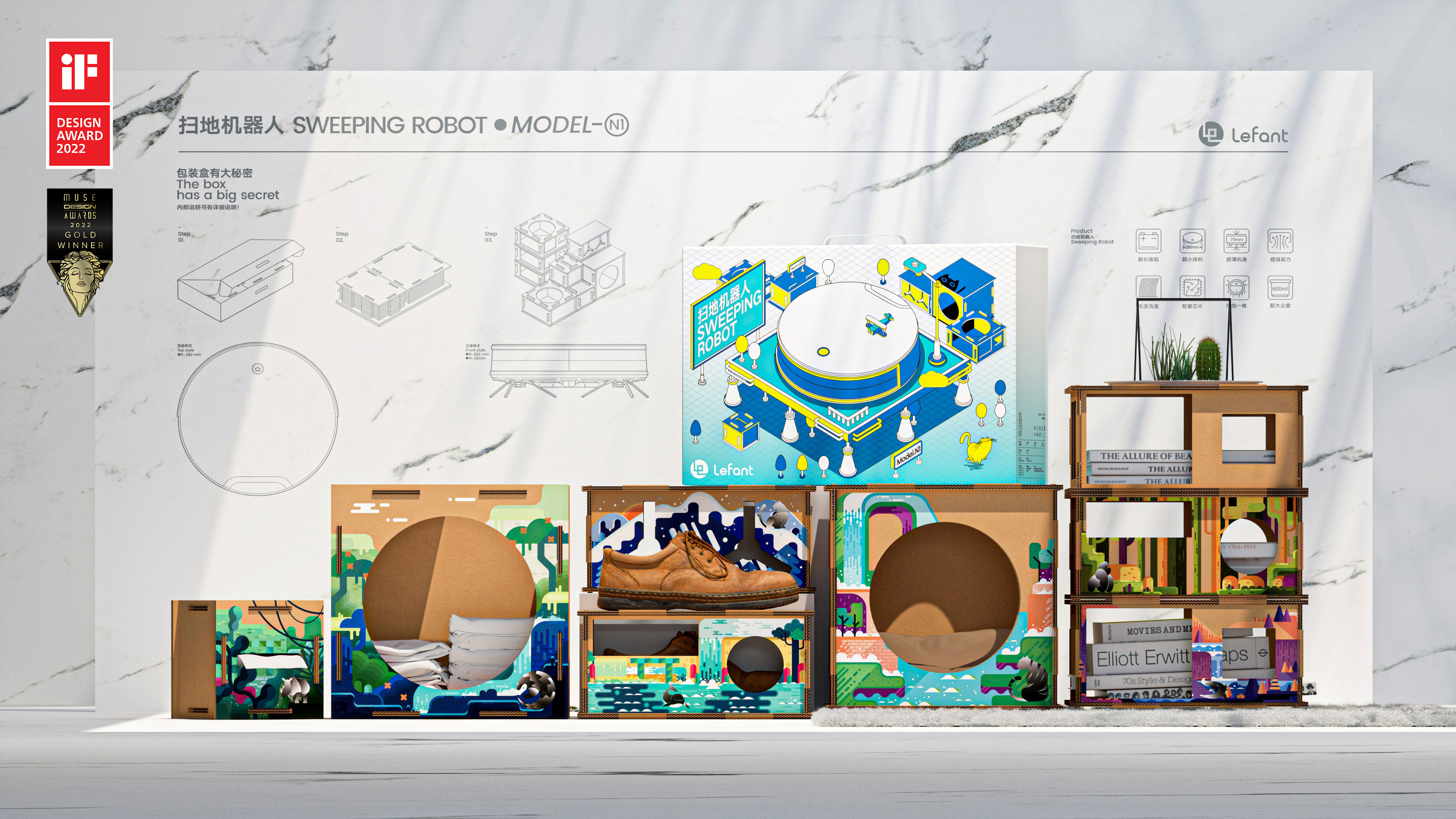 packing design，Public Welfare Design，senior，Green environmental protection，Glue-free design，protect the environment，Packaging structure，Home appliance packaging，