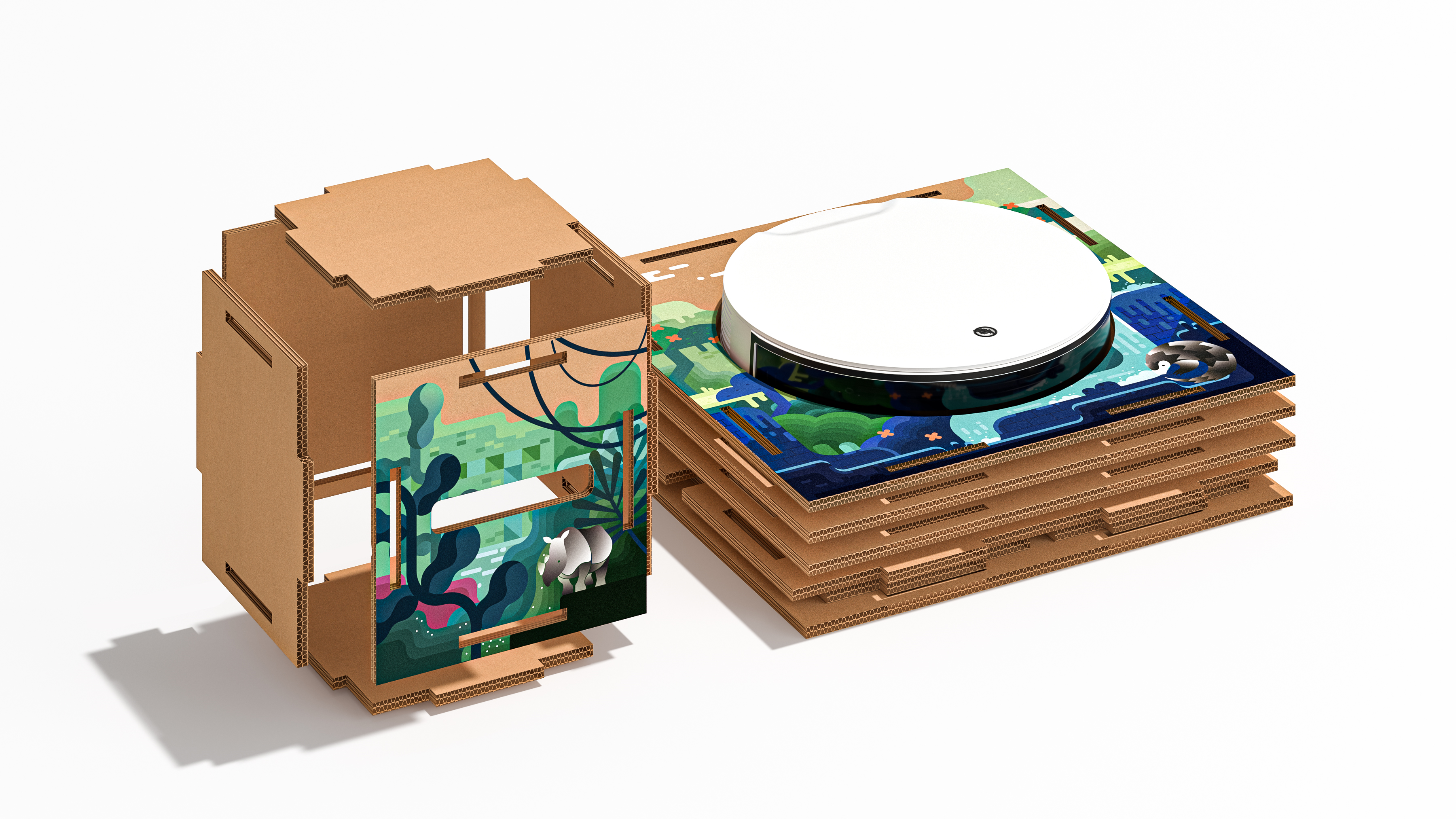 packing design，Public Welfare Design，senior，Green environmental protection，Glue-free design，protect the environment，Packaging structure，Home appliance packaging，