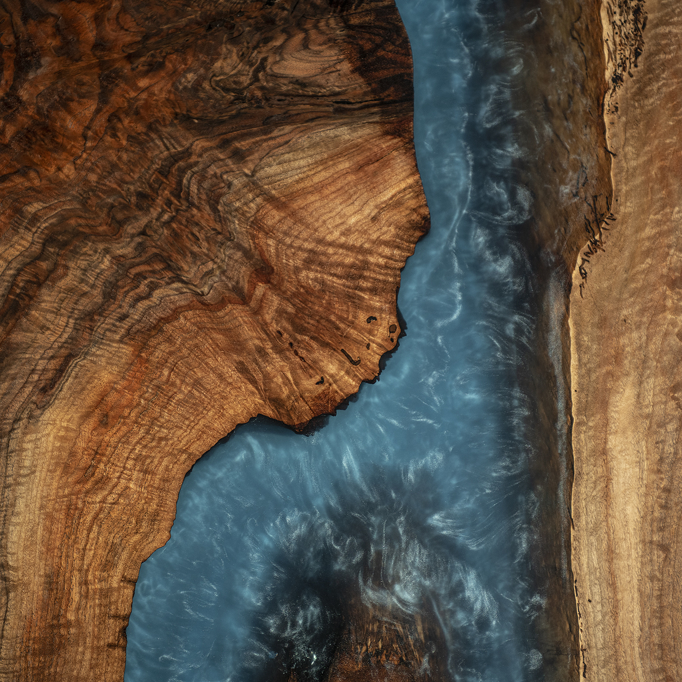 Resin art，Walnut table，River table，