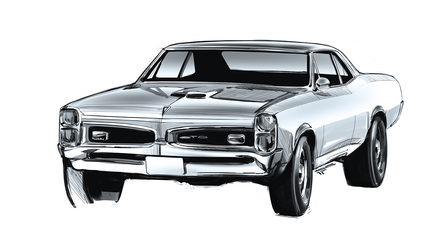 Hand drawn，automobile，Illustration，Classic models，