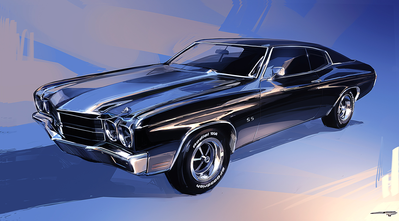 Hand drawn，automobile，Illustration，Classic models，