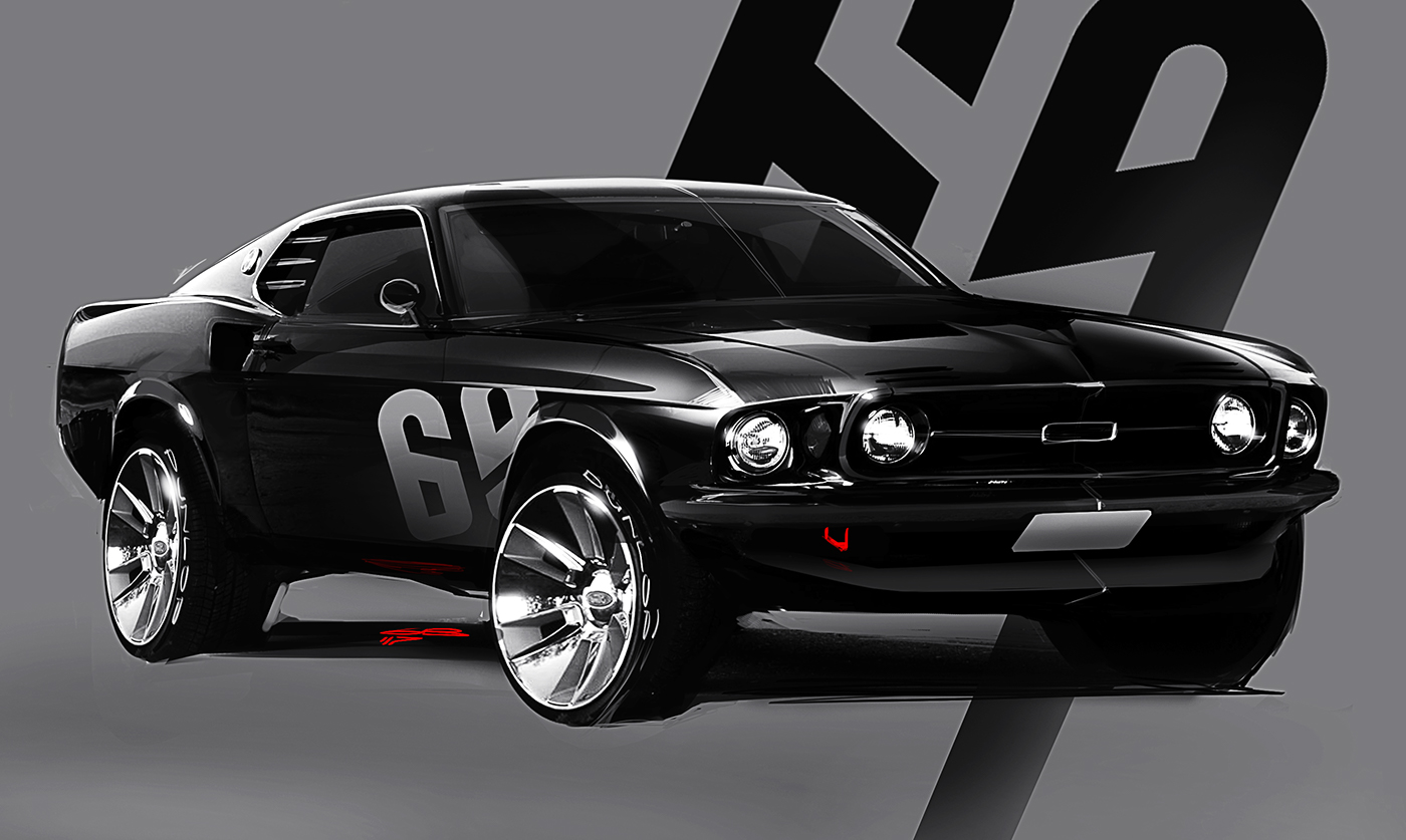 Hand drawn，automobile，Illustration，Classic models，