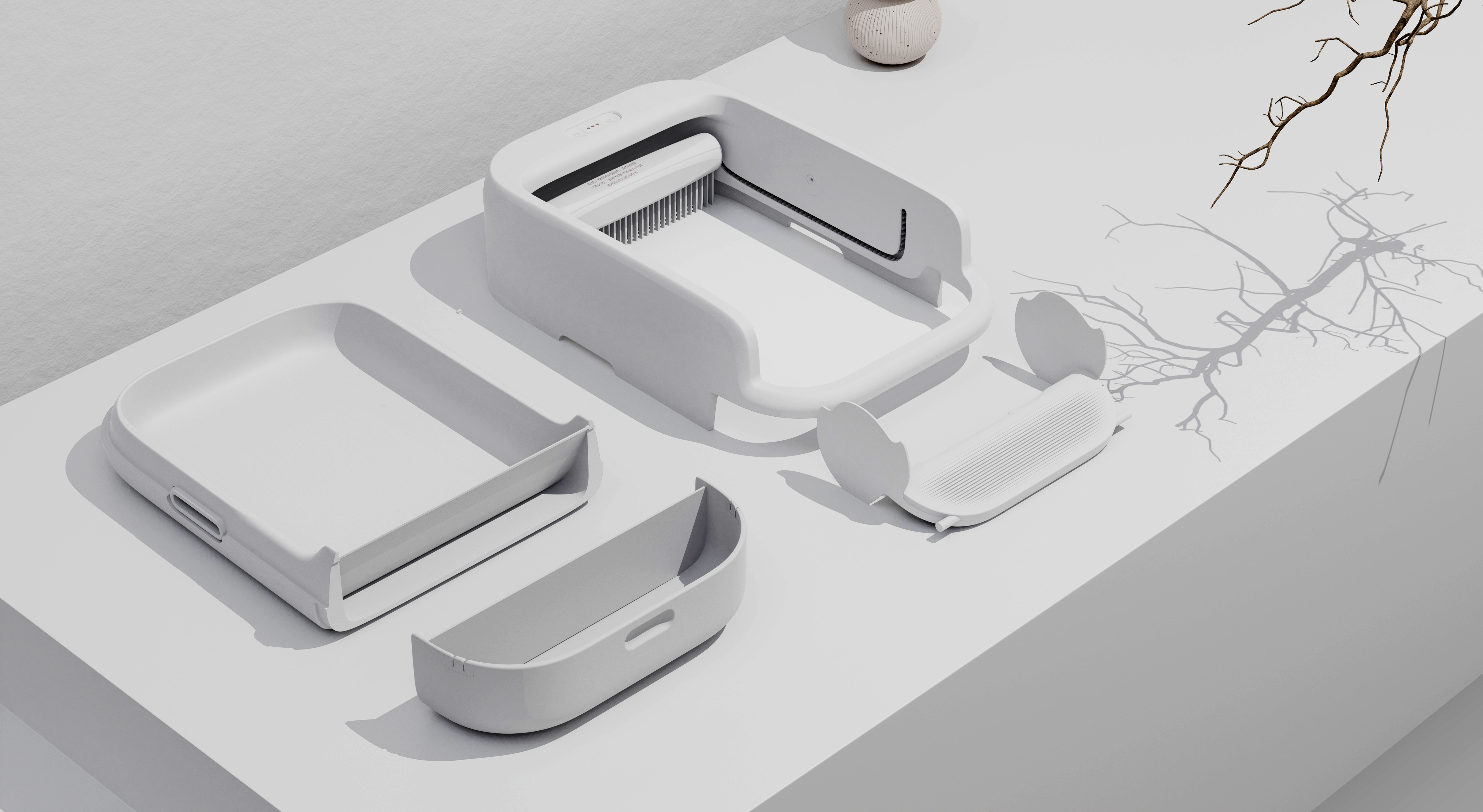 Pet product design，Pet products design，Litter Basin，Automatic litter Basin，