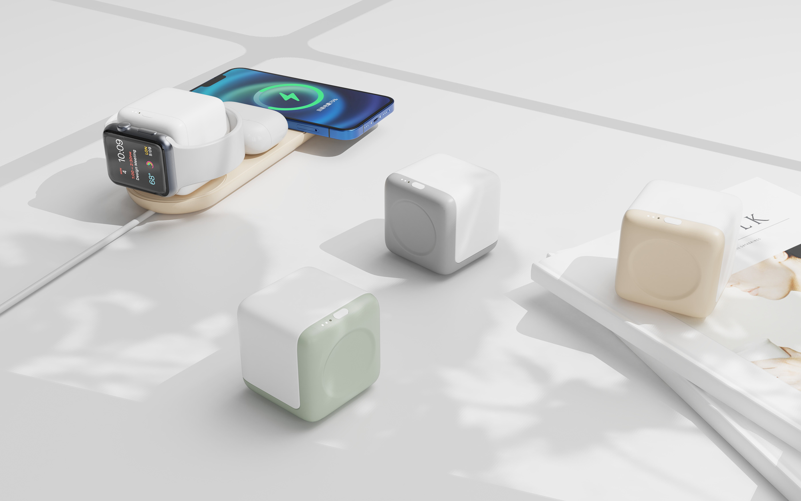 Wireless charging，modularization，customized，magnetic suspension，Cosmetic mirror，Night light，