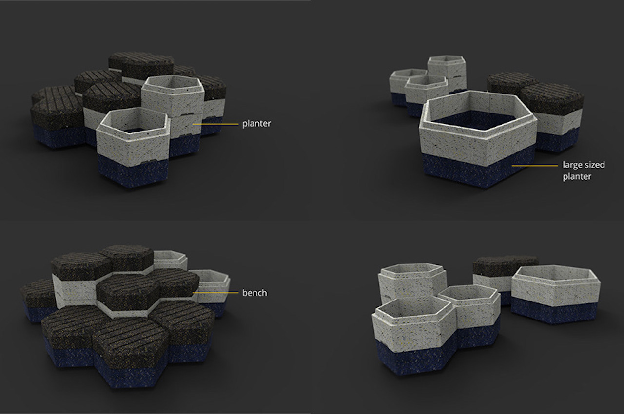 environment protection，Plastic waste，stool，Flowerpot，