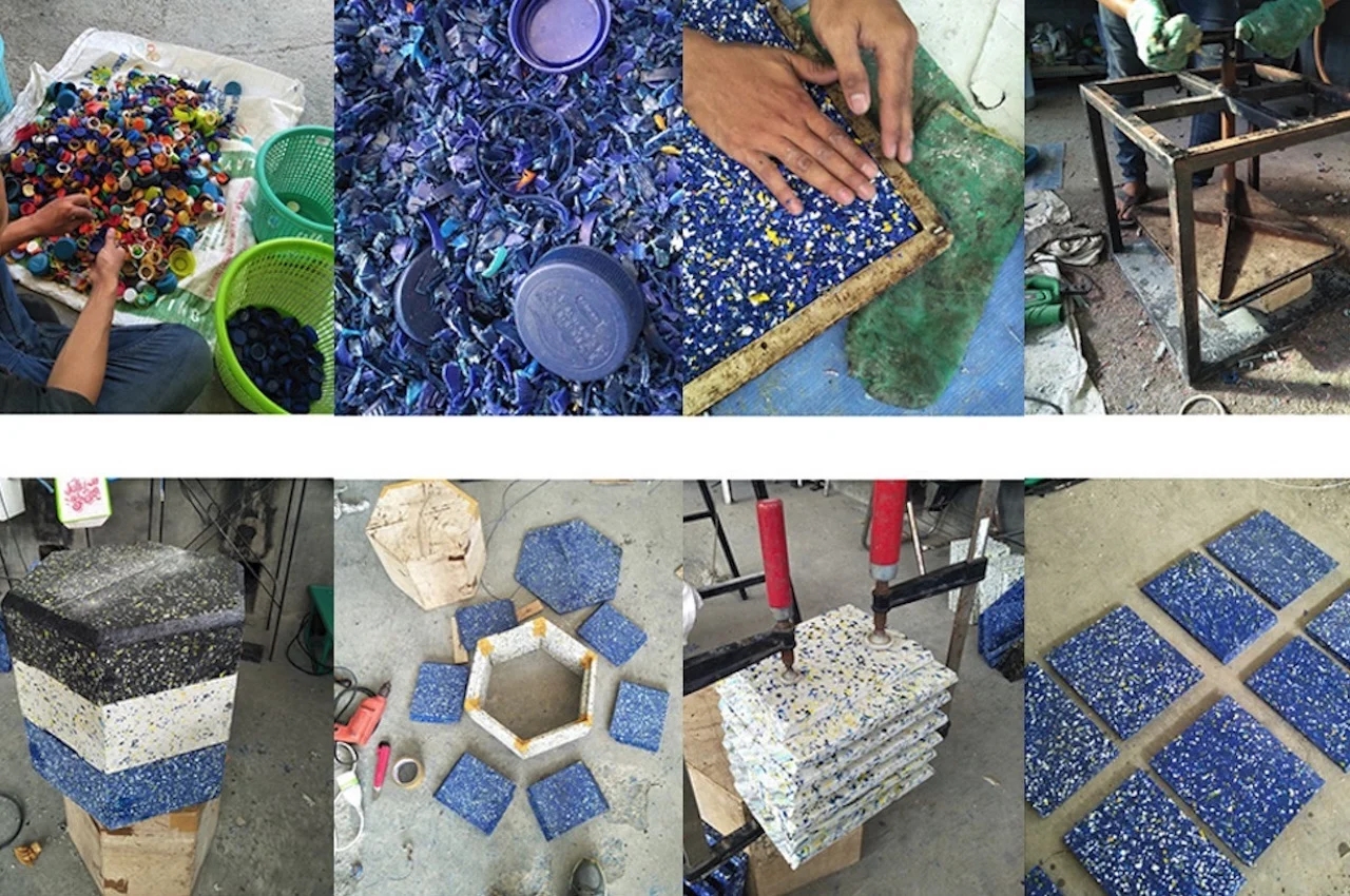 environment protection，Plastic waste，stool，Flowerpot，
