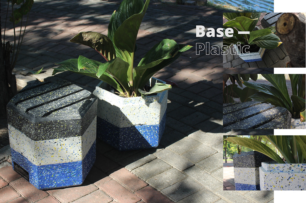 environment protection，Plastic waste，stool，Flowerpot，