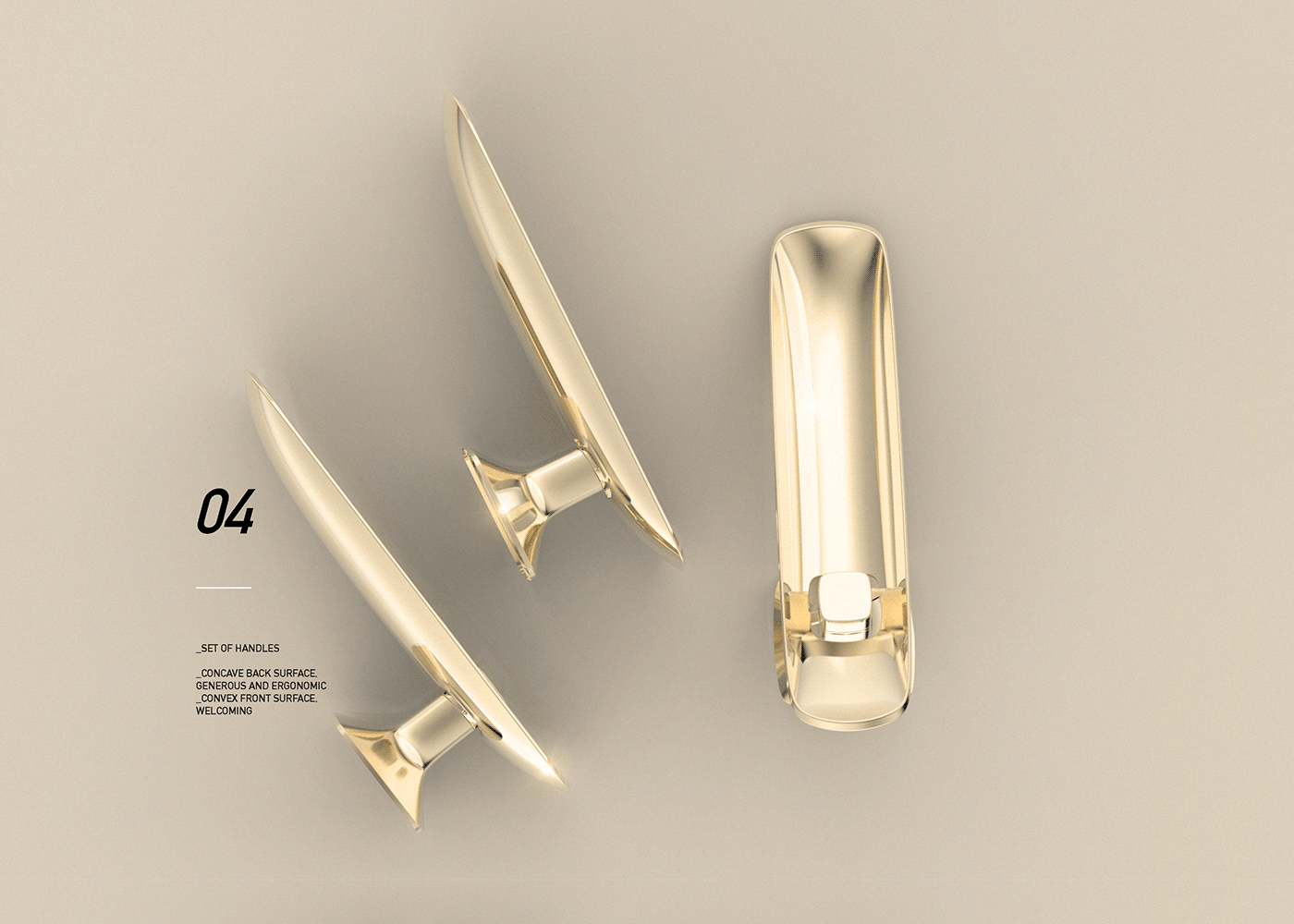 Door handle design，butterfly，Monarch products，Gold，