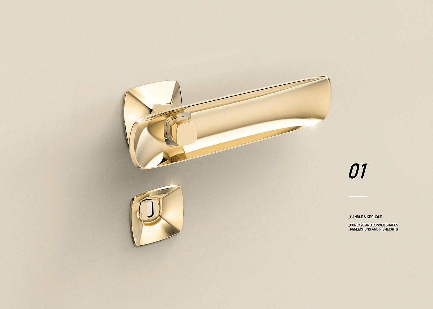 Door handle design，butterfly，Monarch products，Gold，