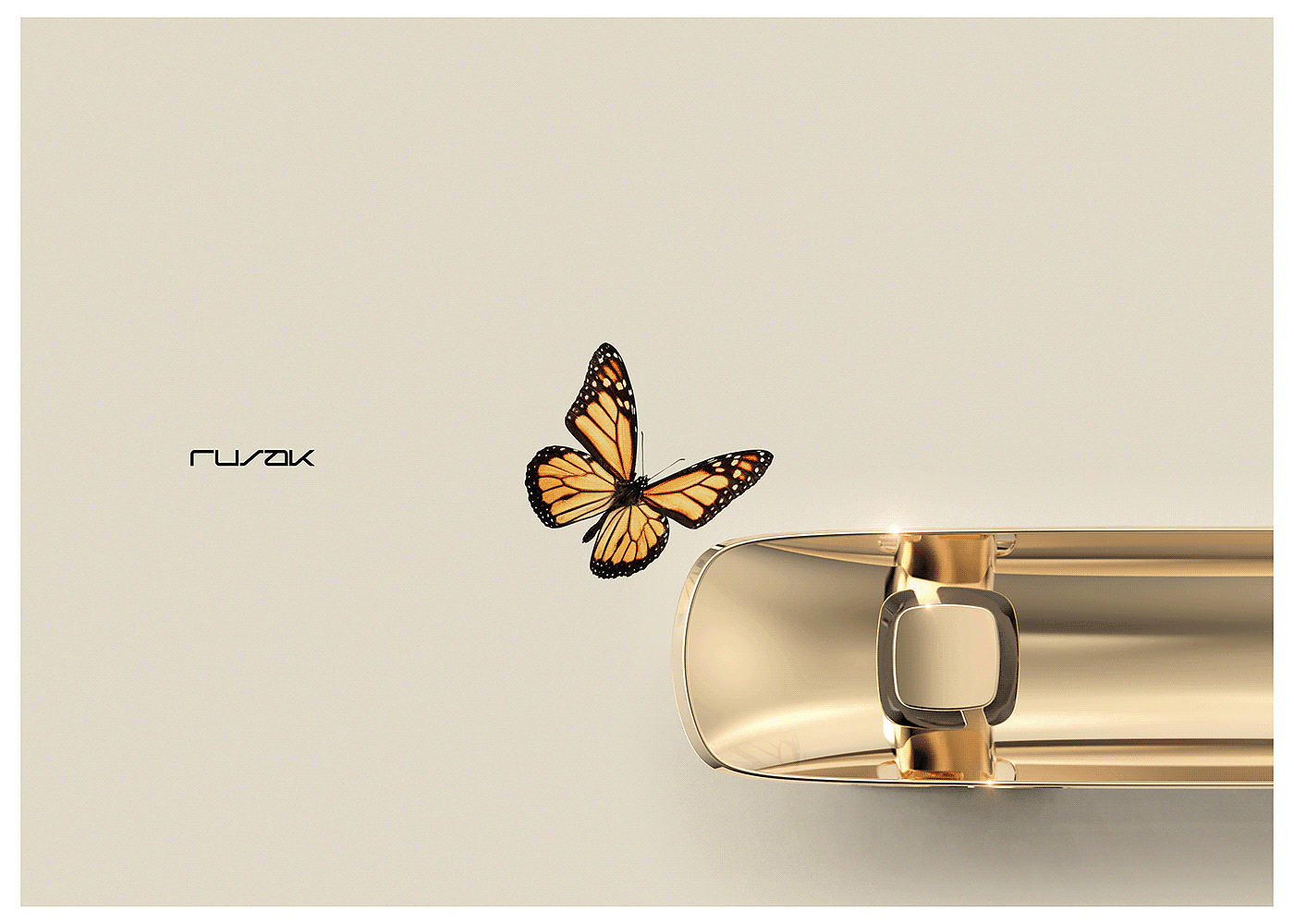 Door handle design，butterfly，Monarch products，Gold，