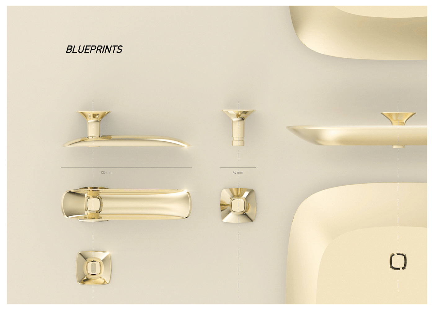 Door handle design，butterfly，Monarch products，Gold，