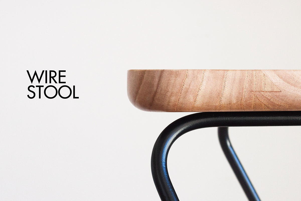 concise，clean，woodiness，furniture design ，stool，Metal，line，