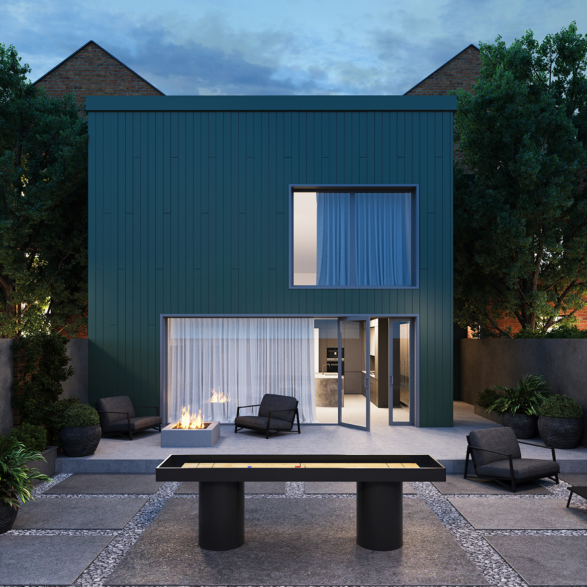 Modern，outdoor sport，Shuffleboard，Table tennis table，