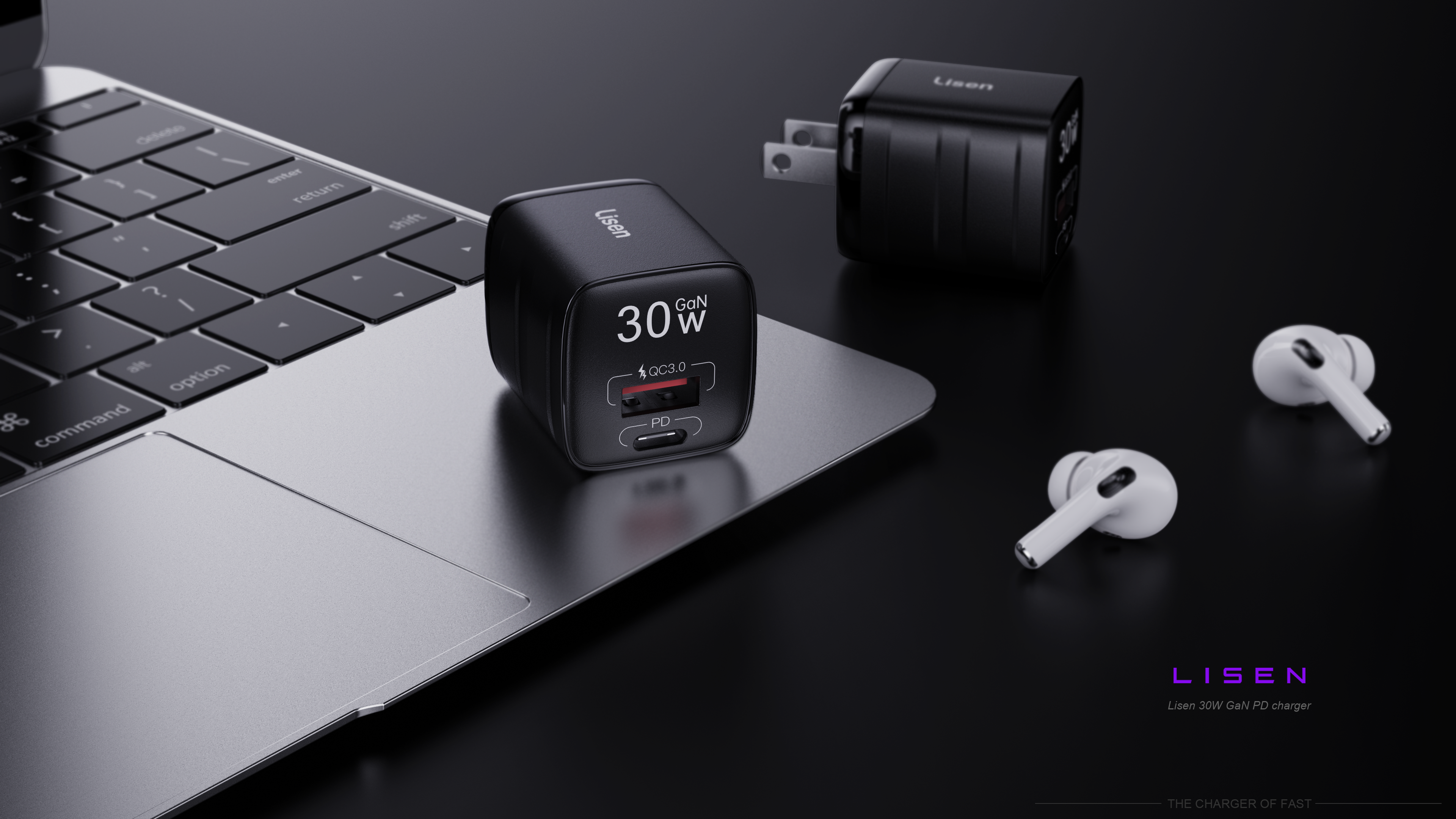 charge，Charging head，GAN，PD，30W，Charger，3c，LISEN，