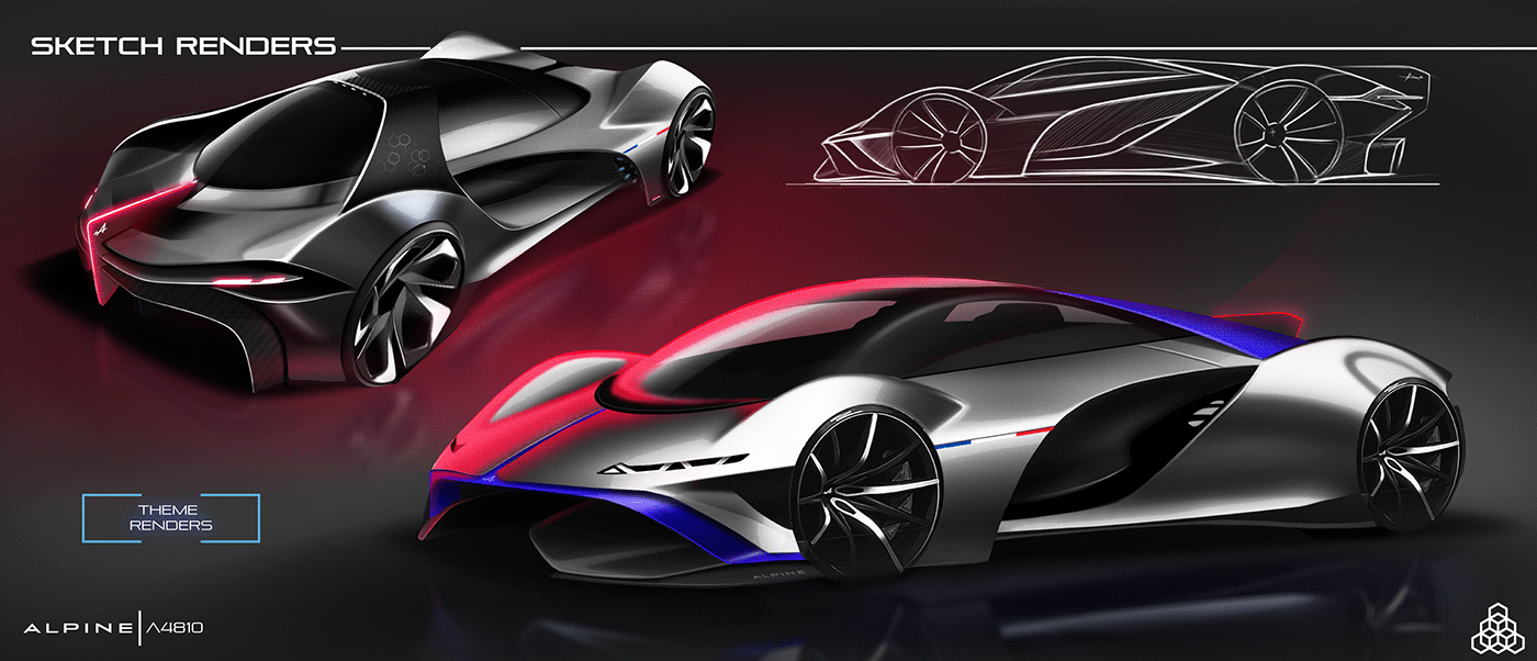 Sports car，Alpine，Hand drawn，Automobile design，