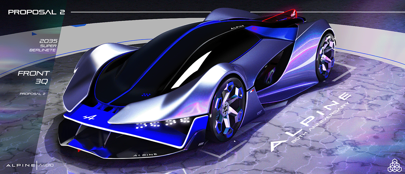 Sports car，Alpine，Hand drawn，Automobile design，