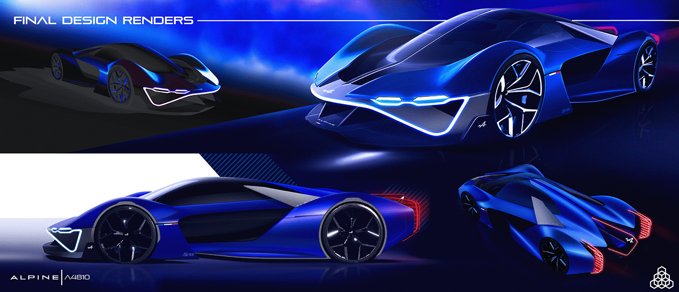 Sports car，Alpine，Hand drawn，Automobile design，