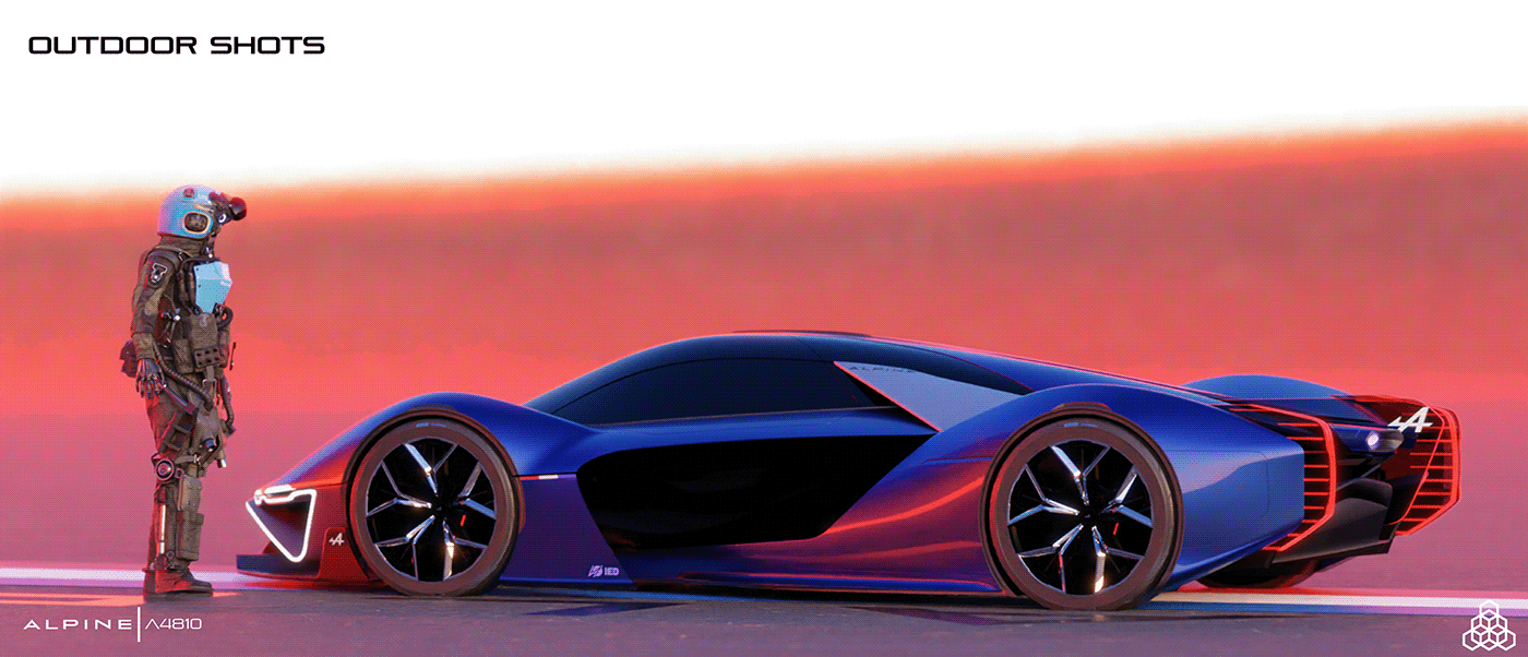 Sports car，Alpine，Hand drawn，Automobile design，