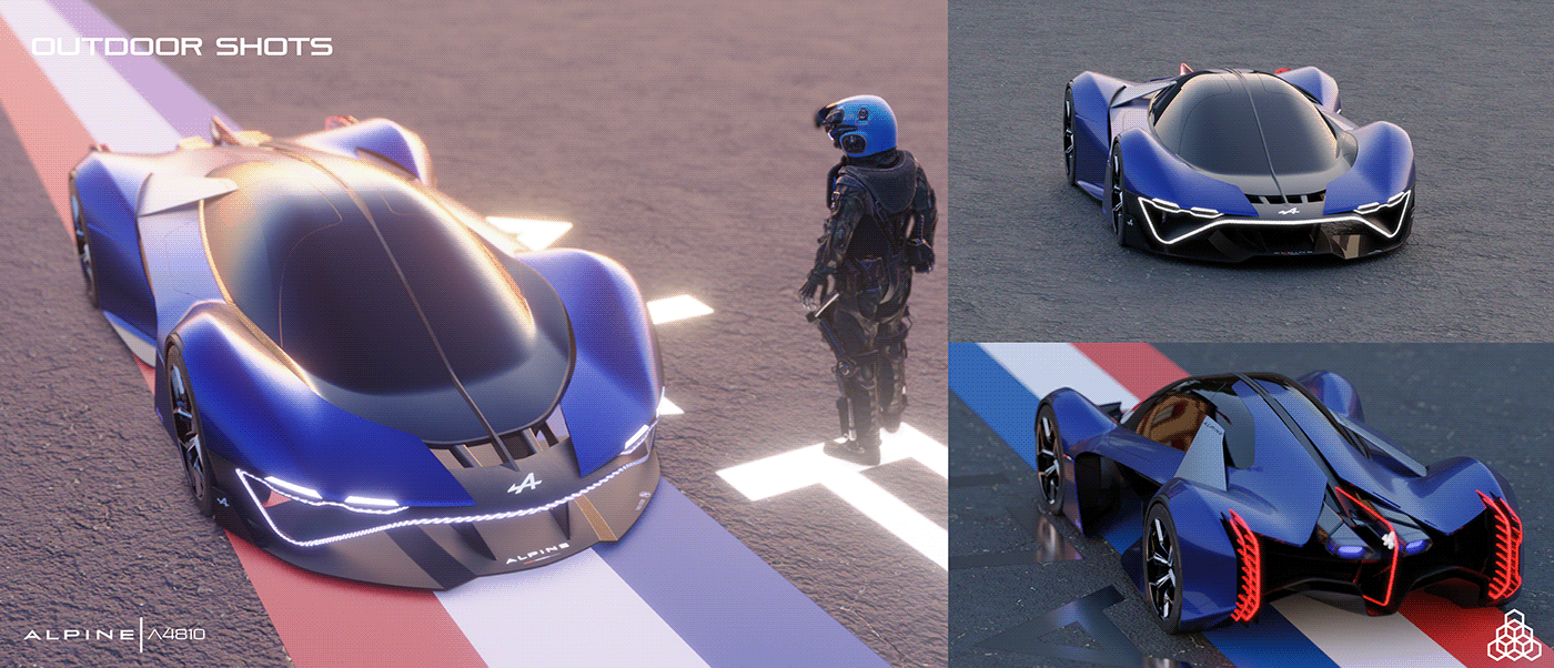 Sports car，Alpine，Hand drawn，Automobile design，