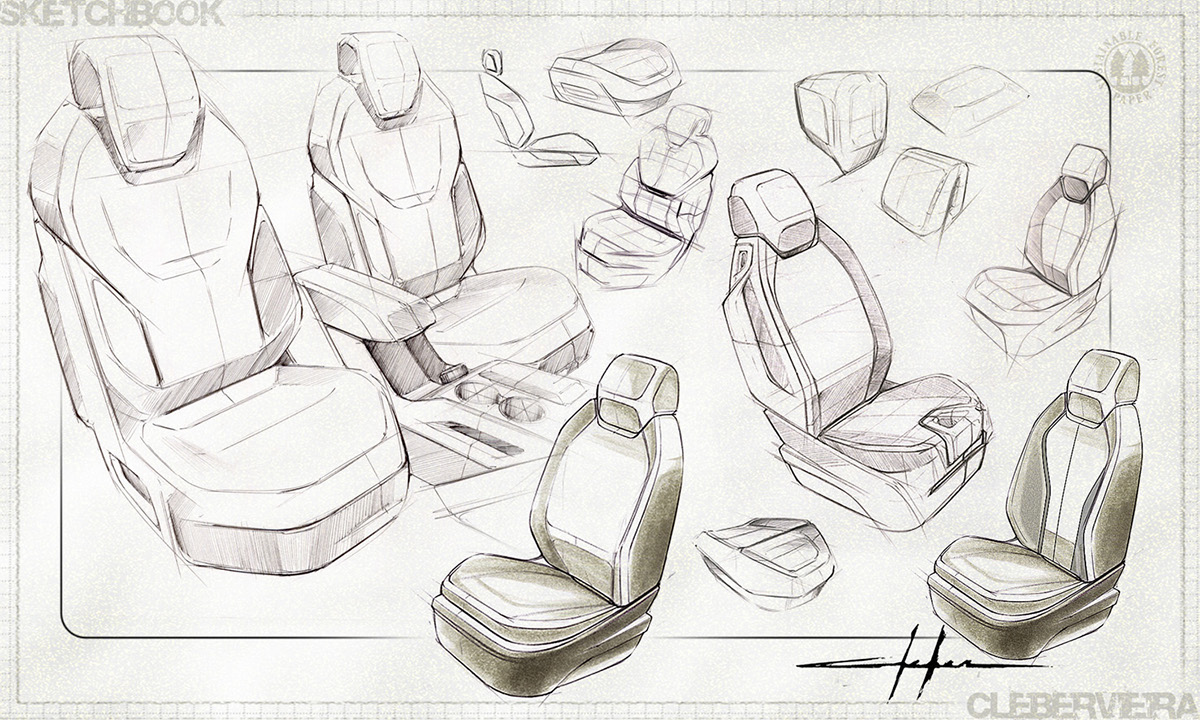 automobile，Interior，Exterior decoration，modelling，Hand drawn，draft，meter，