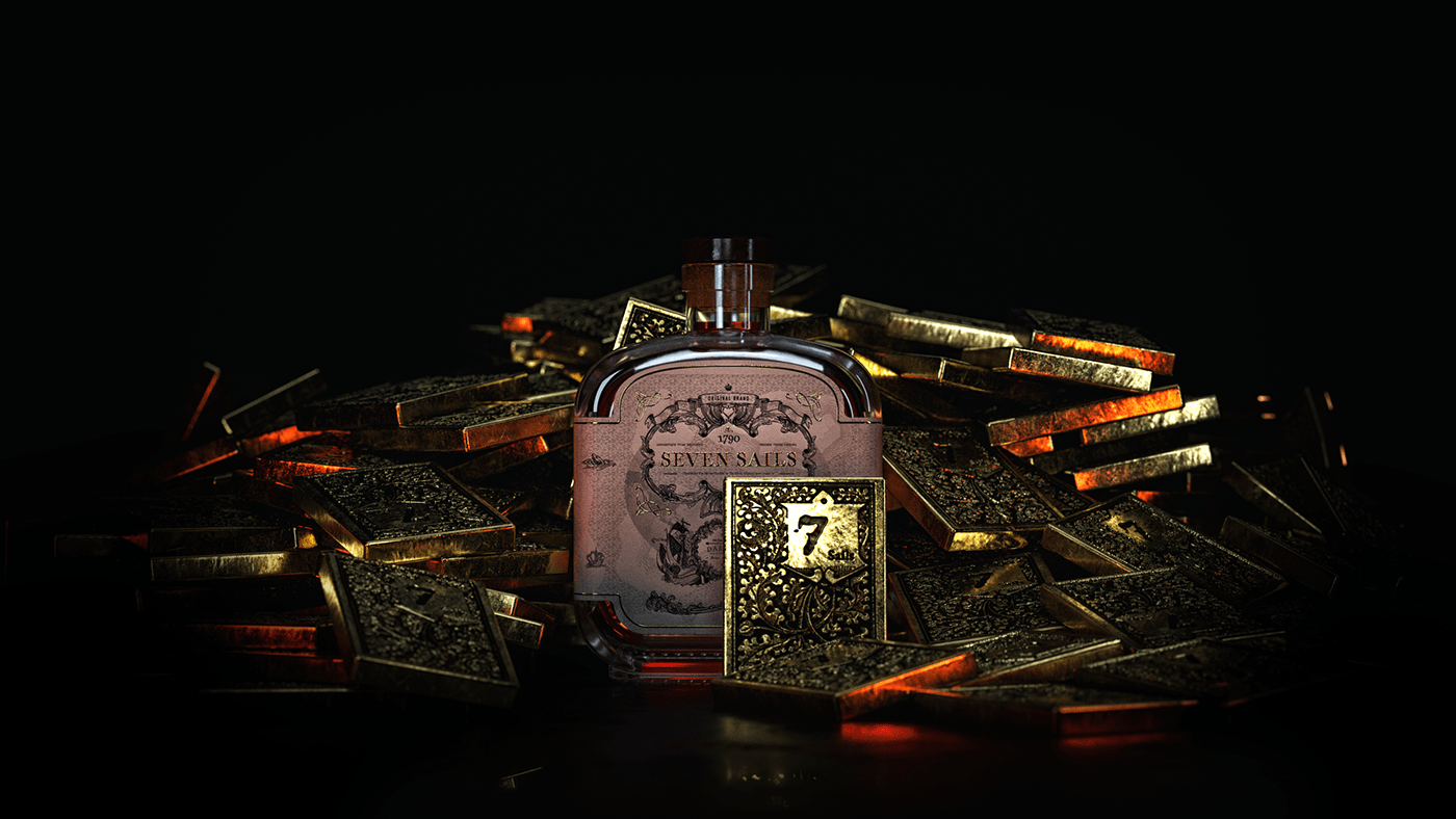 RUM，Rum marketing，cgi，Rendering renderings，packing design，The wine bottle，