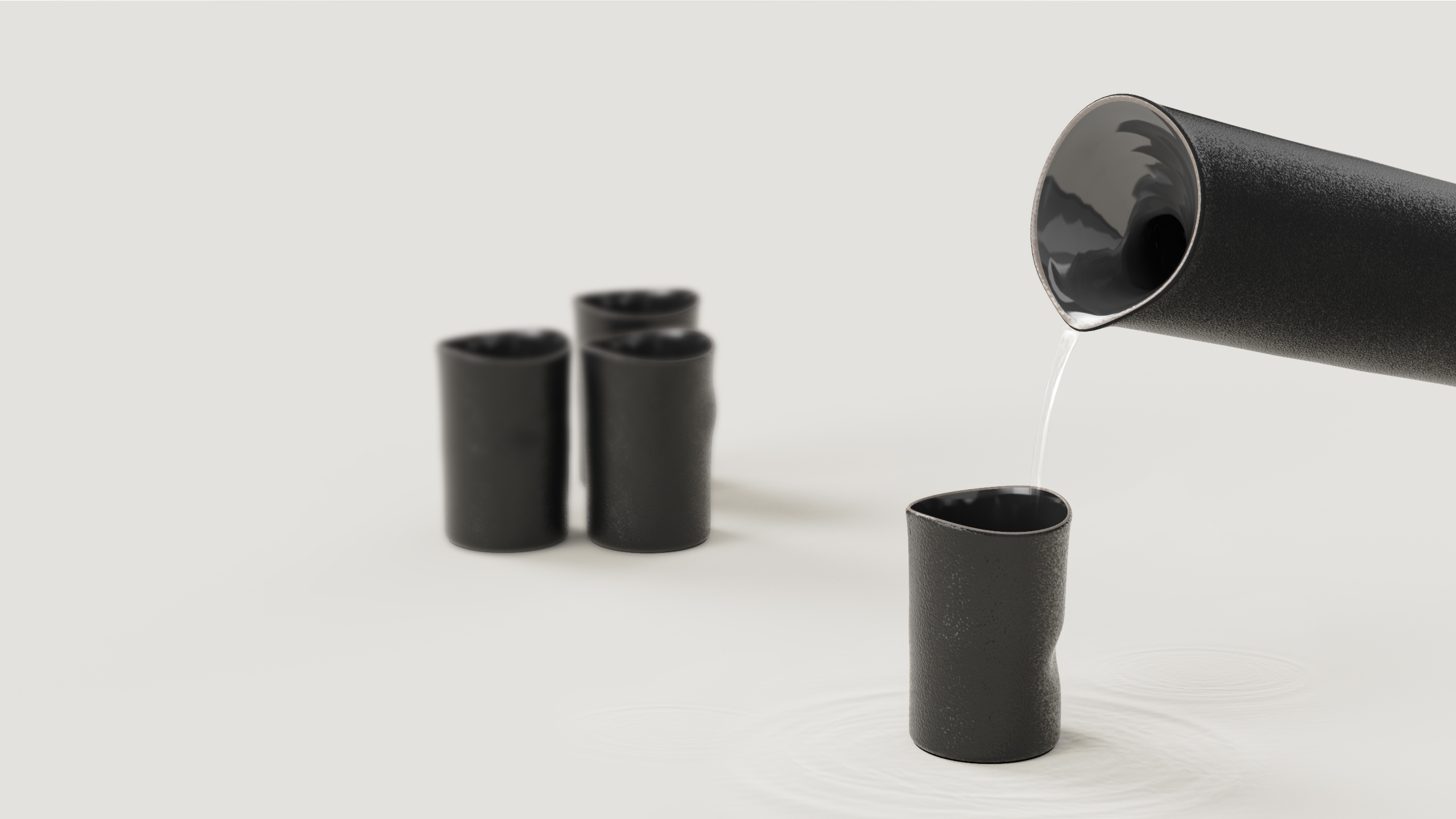 Wine utensils, cups, glass, black pottery, gilt, Zen, ripples，