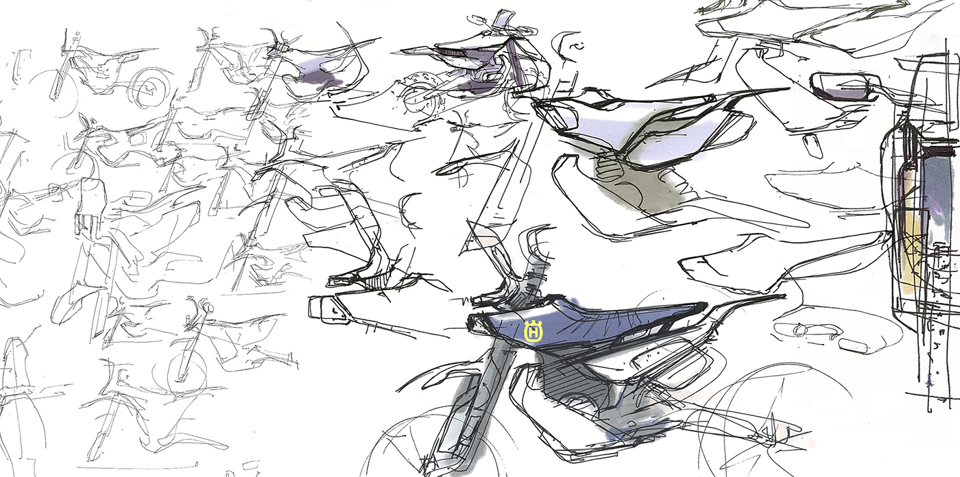 motorcycle，Cool，Hand drawn，