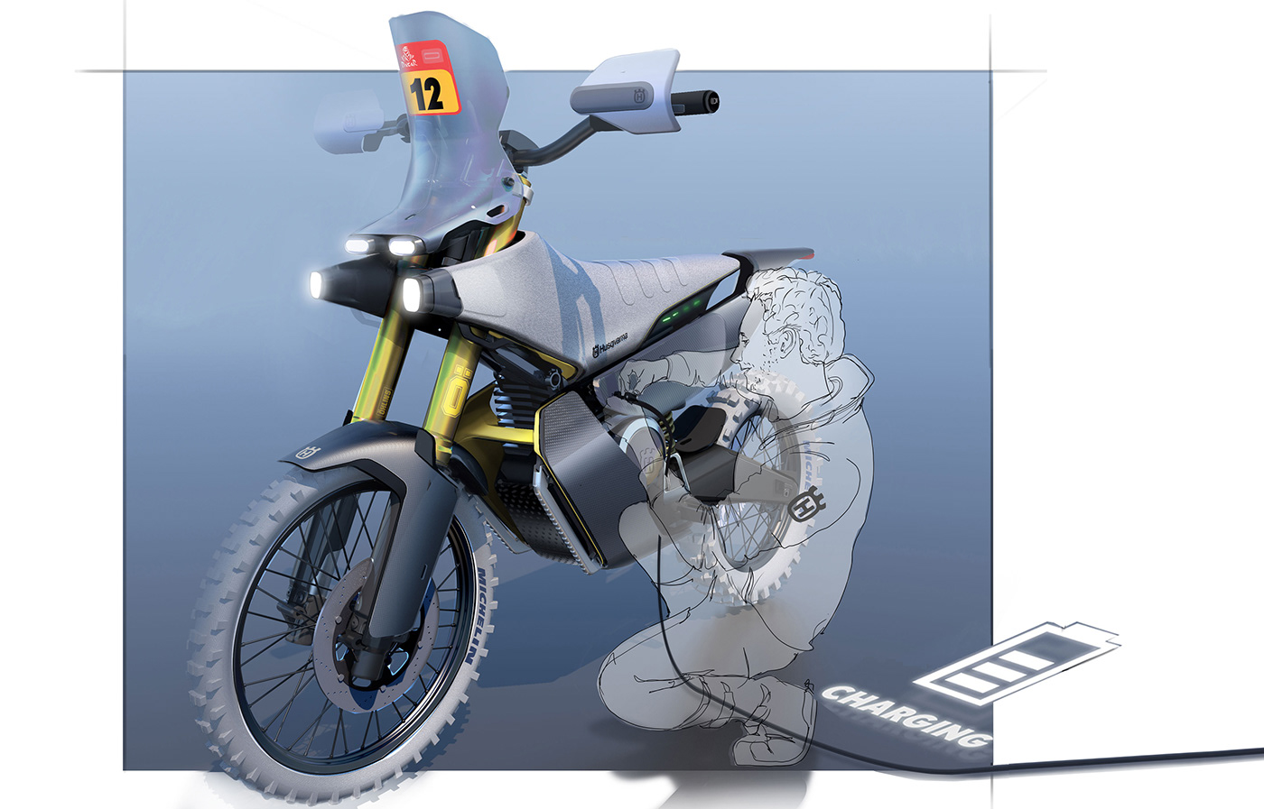 motorcycle，Cool，Hand drawn，