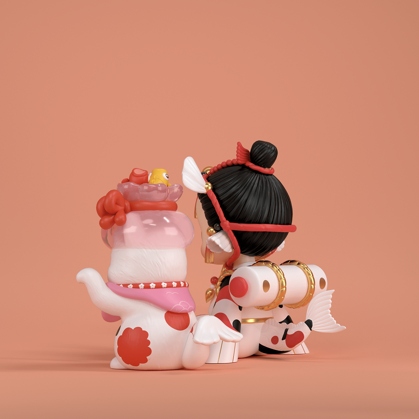 koi，cat，artfigure，Cartoon characters，Character image，